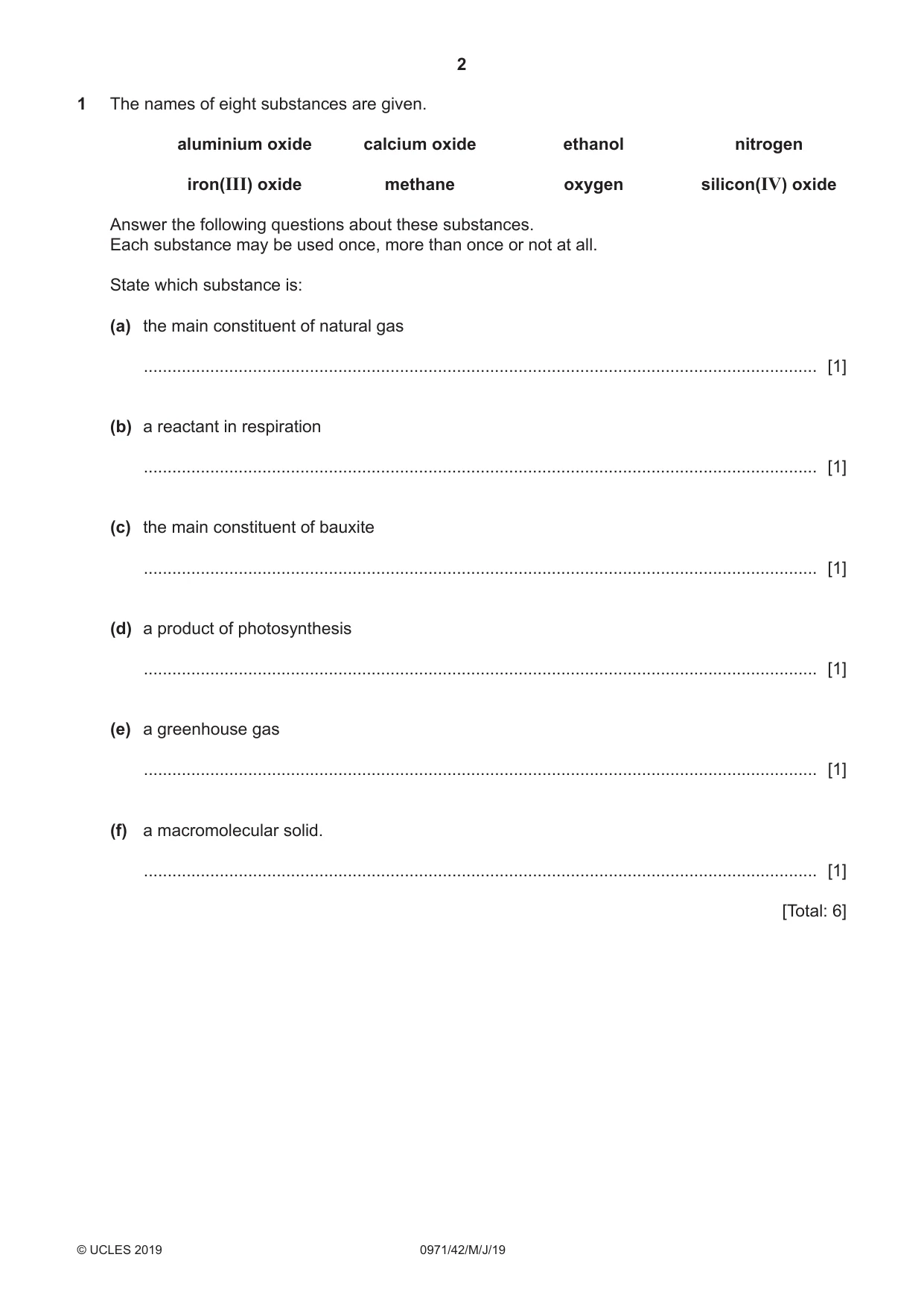 Cambridge IGCSE Chemistry (9-1) 0971 2019 May/June Paper 4 · Variant 2 question paper, page 2 of 16