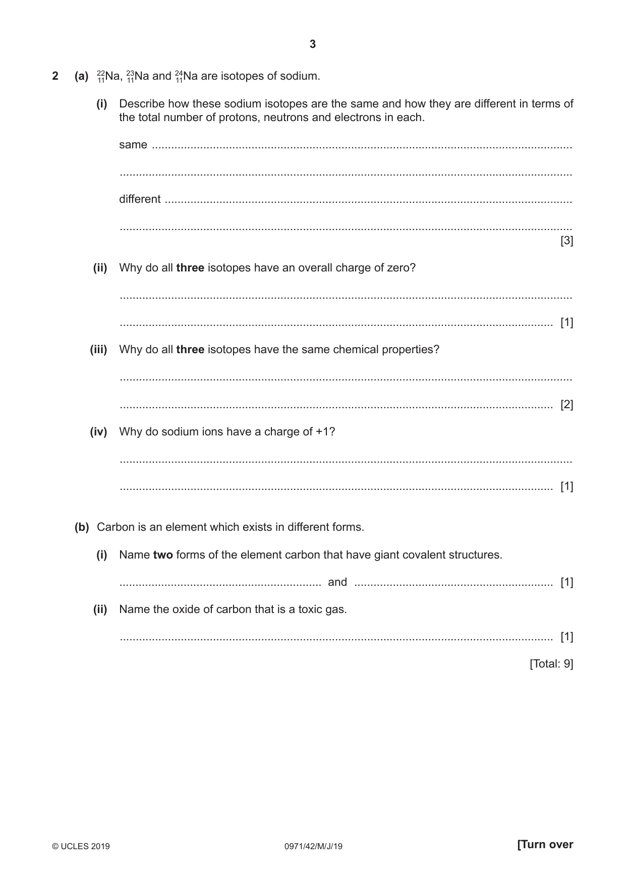 Cambridge IGCSE Chemistry (9-1) 0971 2019 May/June Paper 4 · Variant 2 question paper, page 3 of 16
