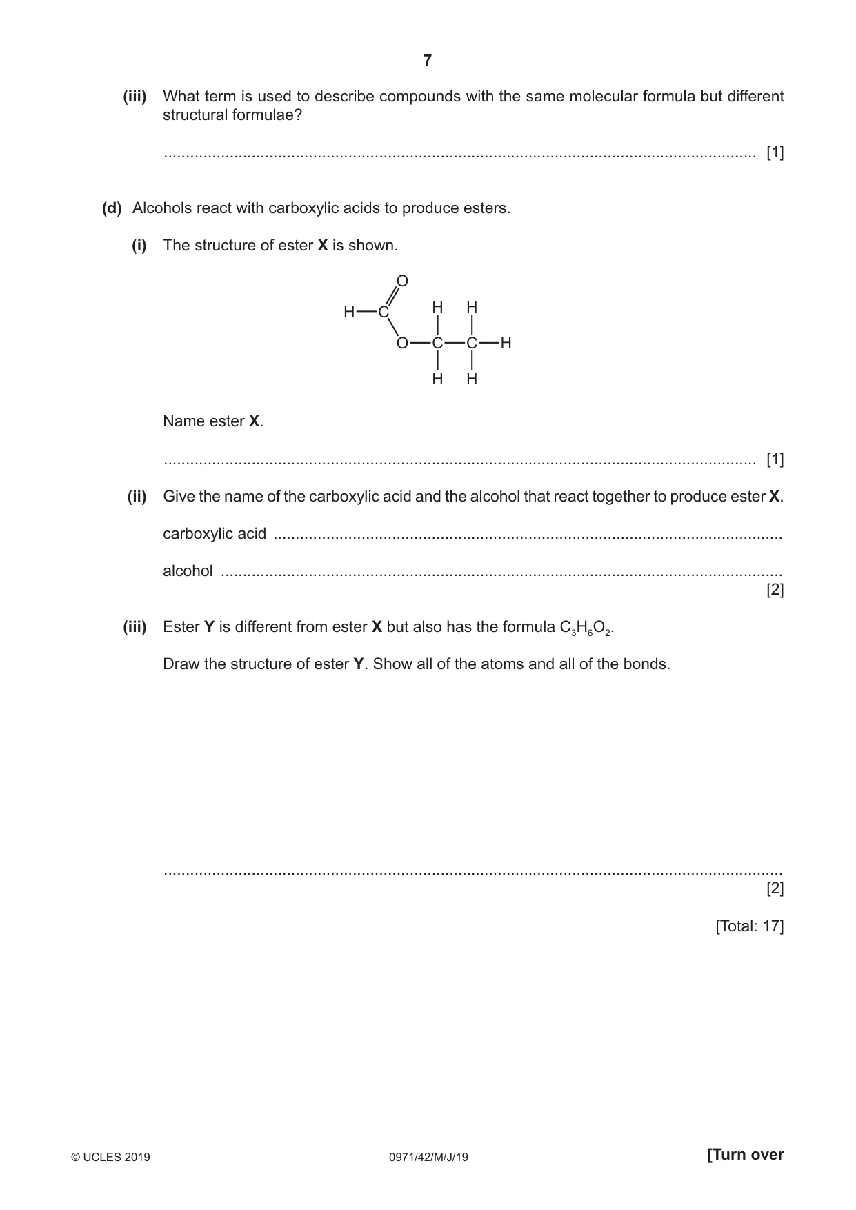 Cambridge IGCSE Chemistry (9-1) 0971 2019 May/June Paper 4 · Variant 2 question paper, page 7 of 16