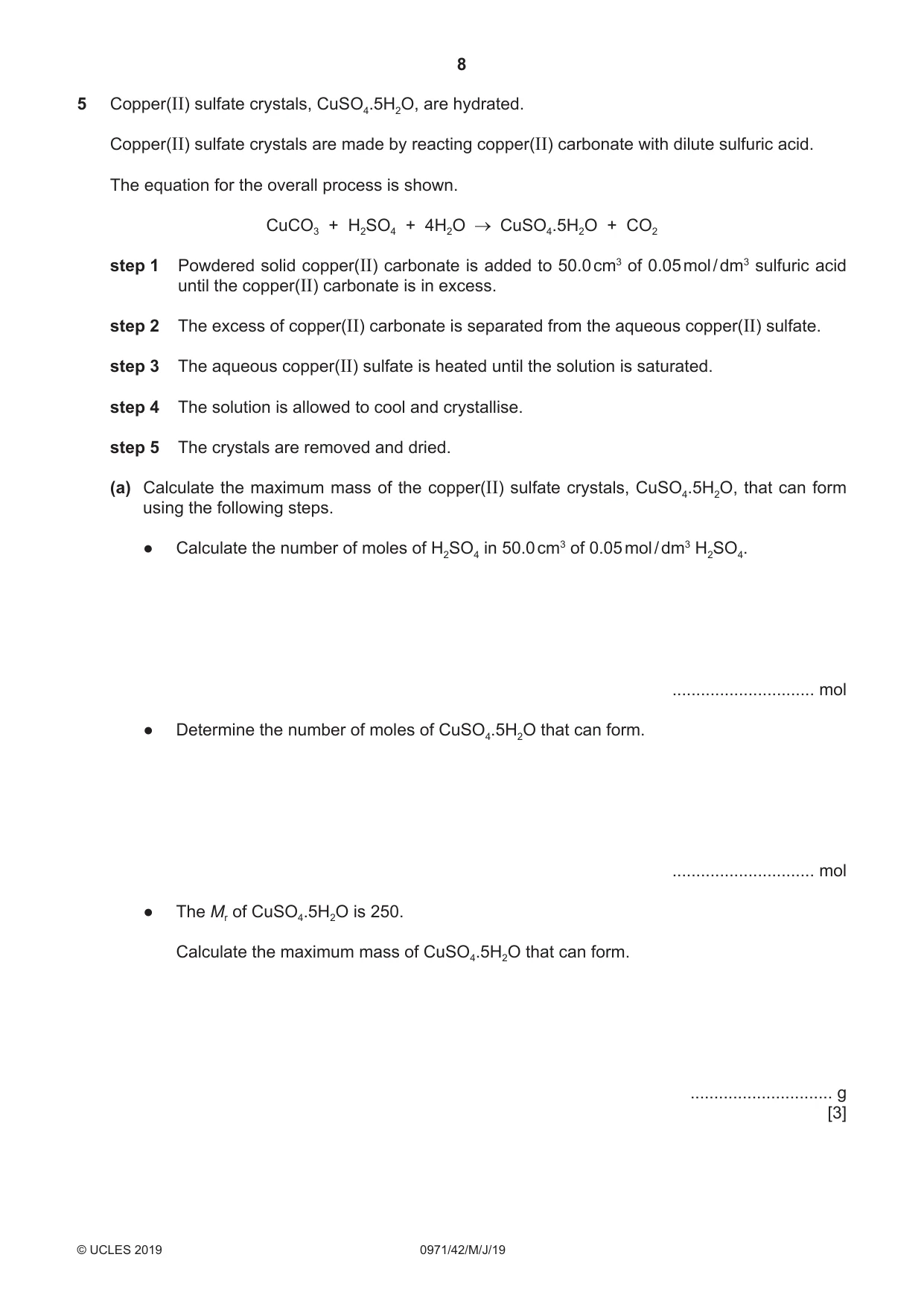 Cambridge IGCSE Chemistry (9-1) 0971 2019 May/June Paper 4 · Variant 2 question paper, page 8 of 16