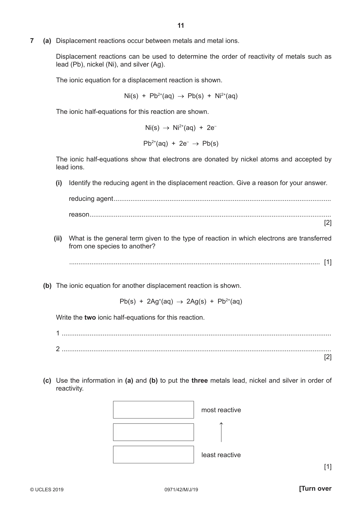 Cambridge IGCSE Chemistry (9-1) 0971 2019 May/June Paper 4 · Variant 2 question paper, page 11 of 16