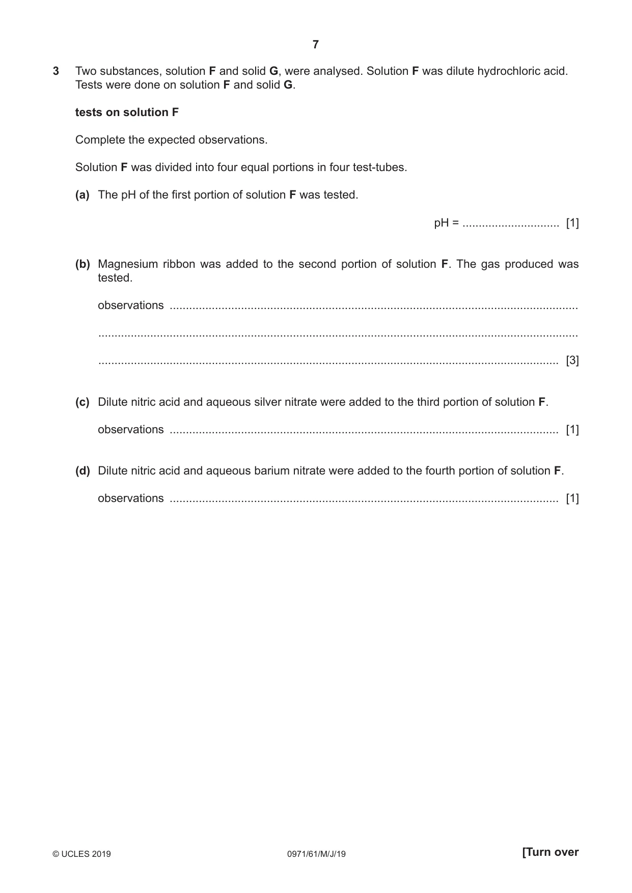 Cambridge IGCSE Chemistry (9-1) 0971 2019 May/June Paper 6 · Variant 1 question paper, page 7 of 12