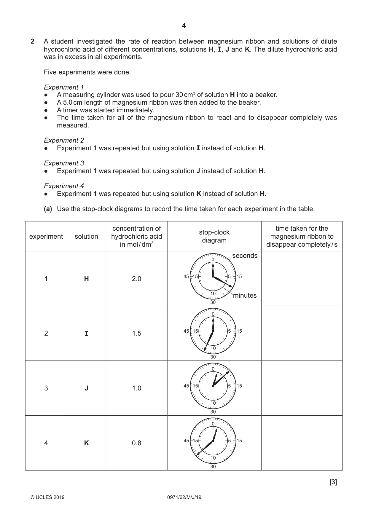 Cambridge IGCSE Chemistry (9-1) 0971 2019 May/June Paper 6 · Variant 2 question paper, page 4 of 12