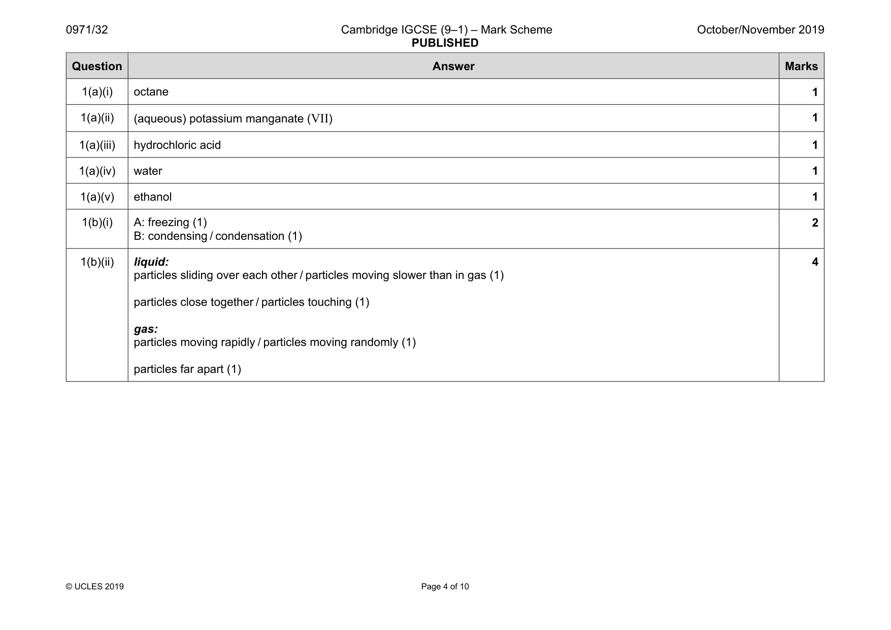 Mark scheme, page 4 of 10