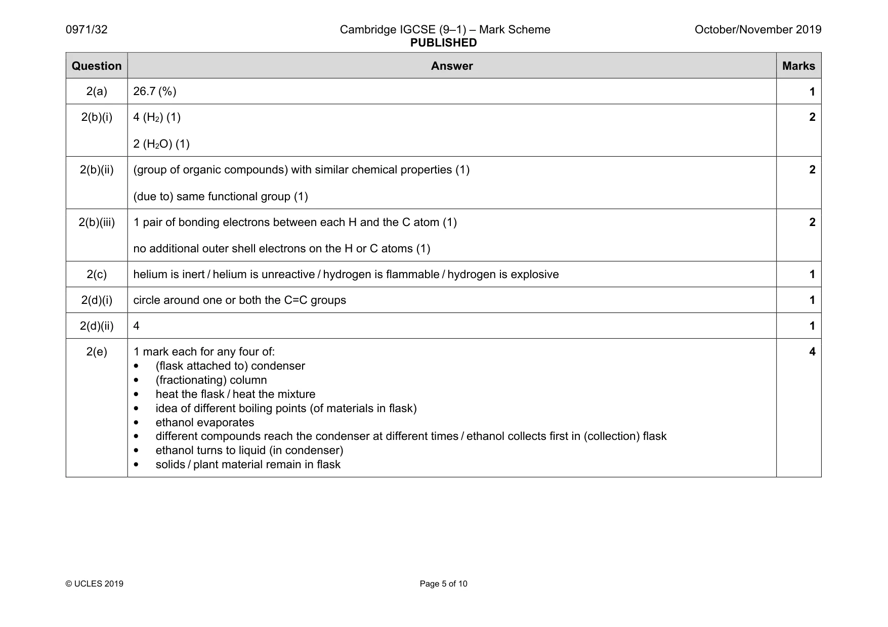 Mark scheme, page 5 of 10
