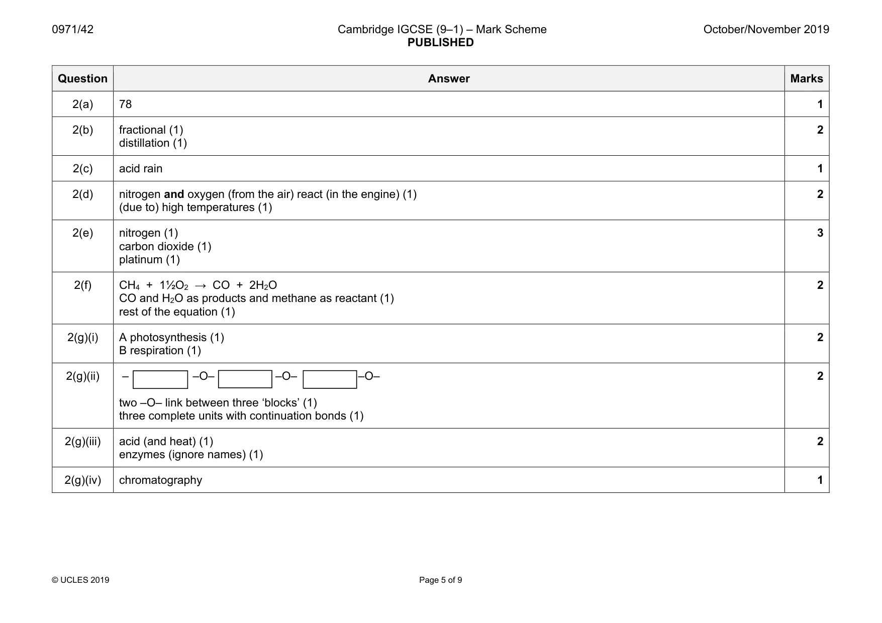 Mark scheme, page 5 of 9