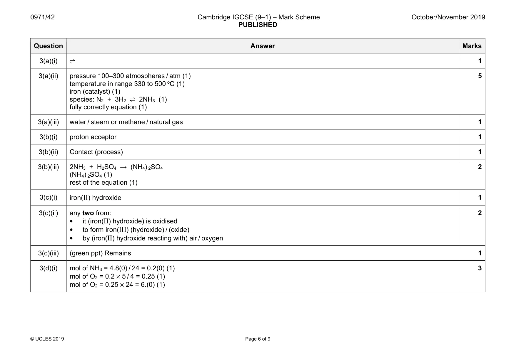 Mark scheme, page 6 of 9
