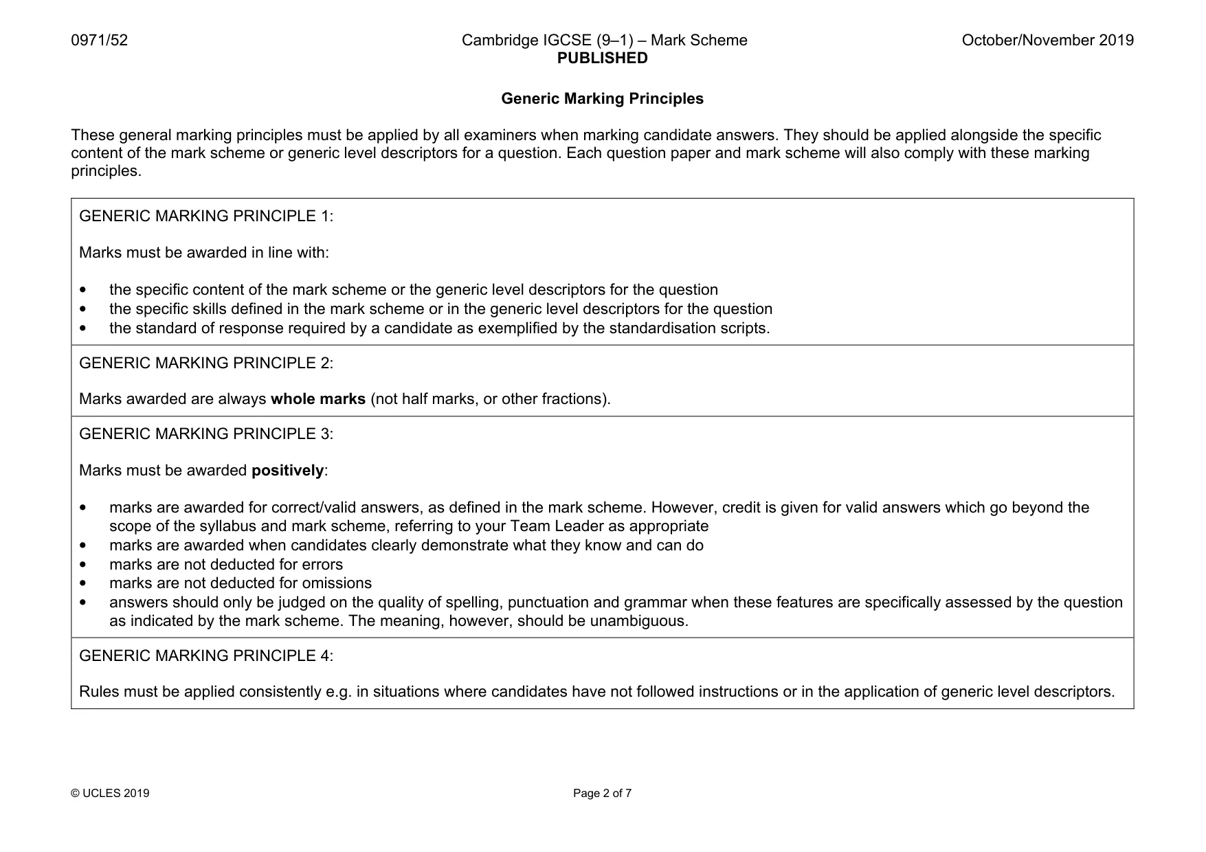 Mark scheme, page 2 of 7
