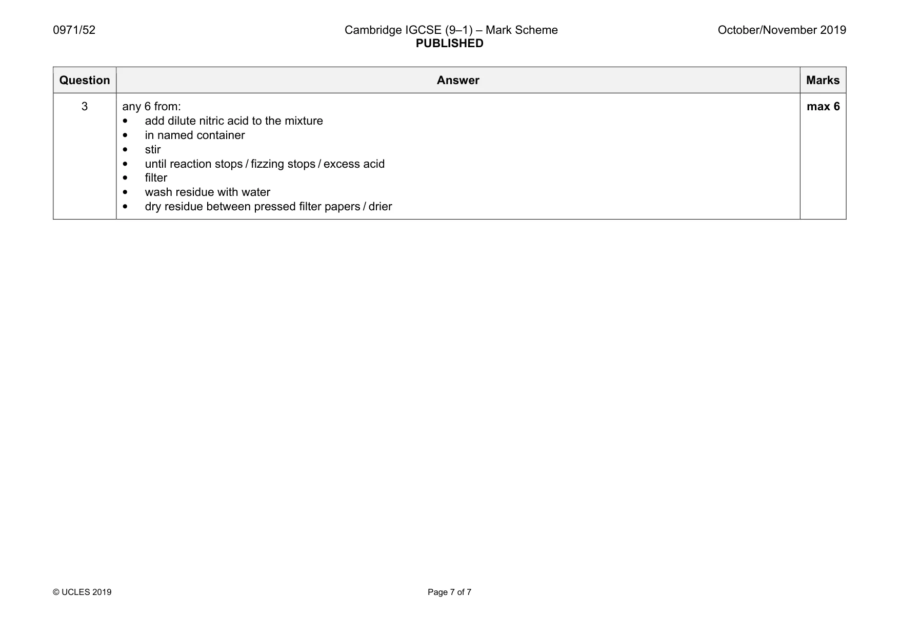 Mark scheme, page 7 of 7