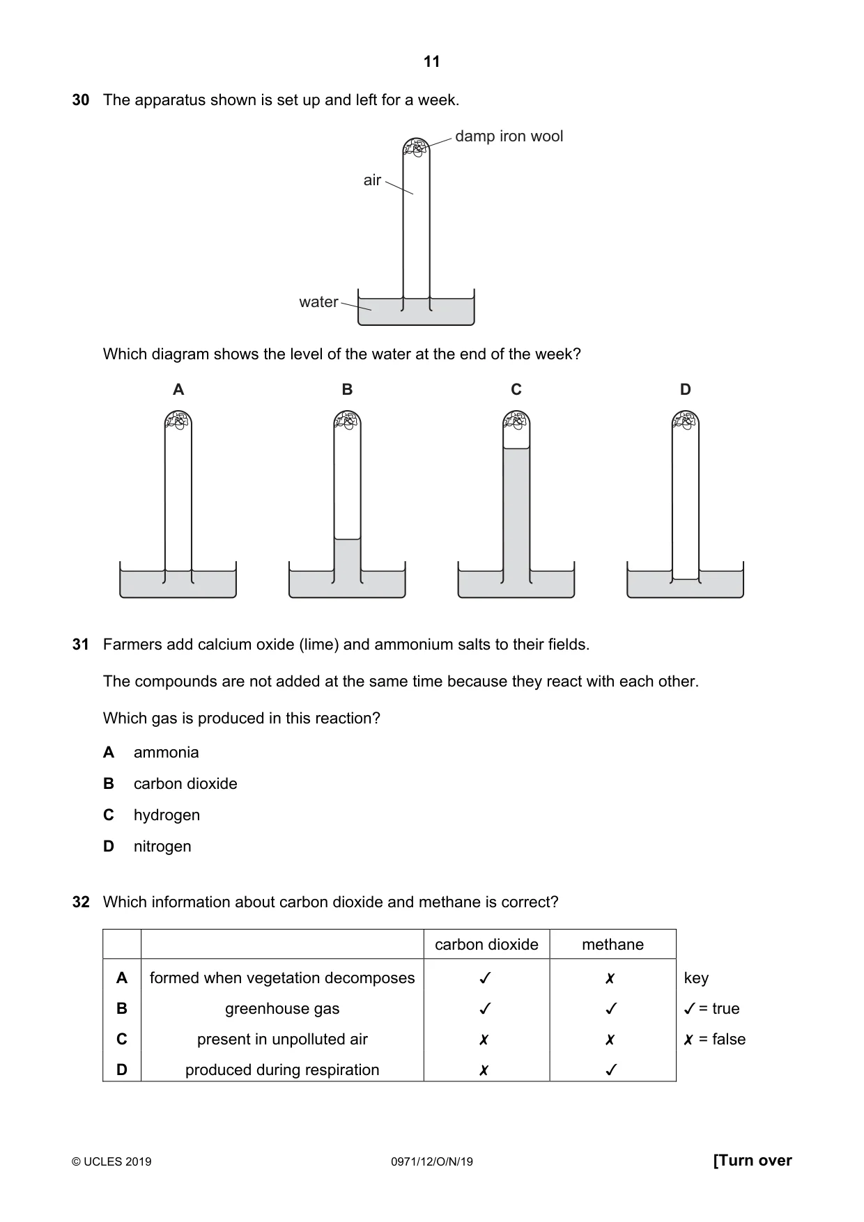 Cambridge IGCSE Chemistry (9-1) 0971 2019 Oct/Nov Paper 1 · Variant 2 question paper, page 11 of 16