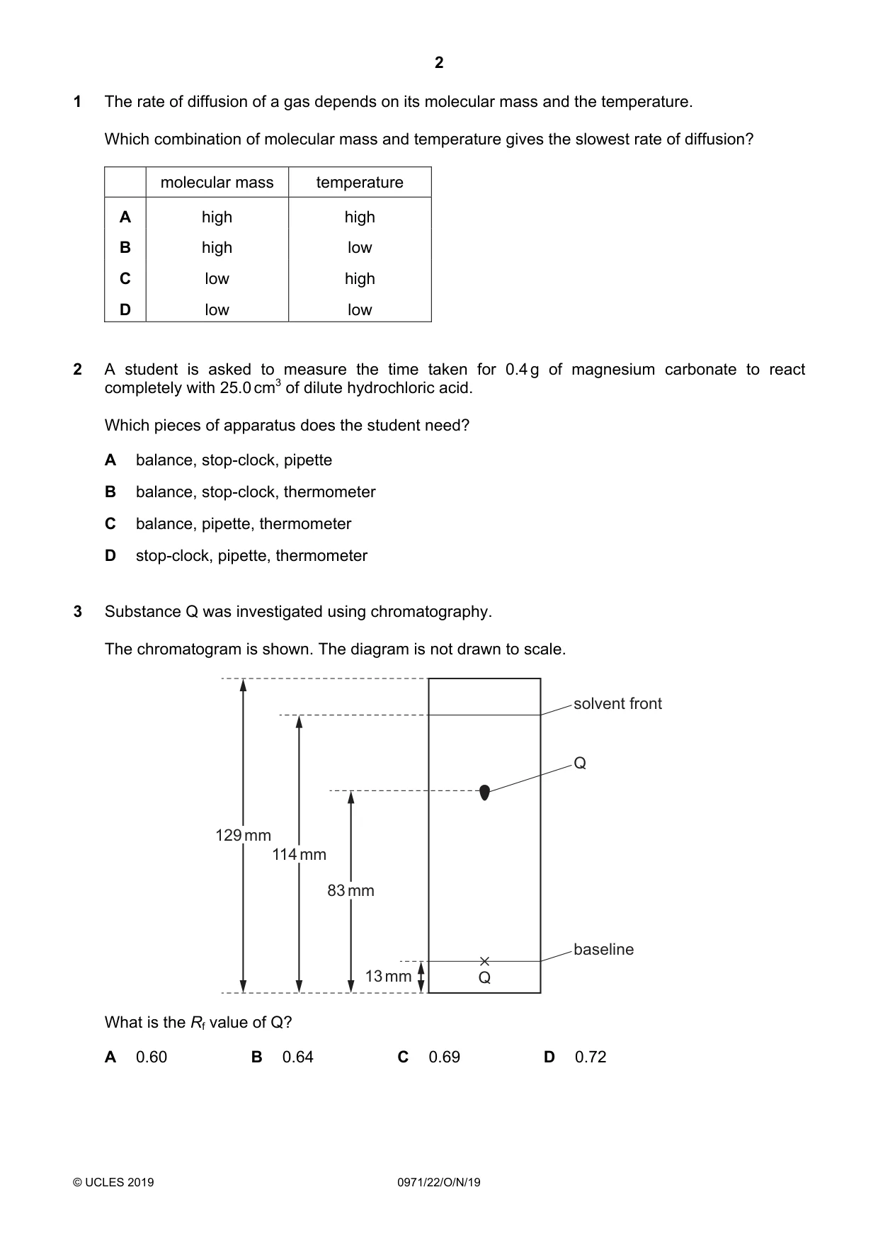 Cambridge IGCSE Chemistry (9-1) 0971 2019 Oct/Nov Paper 2 · Variant 2 question paper, page 2 of 16