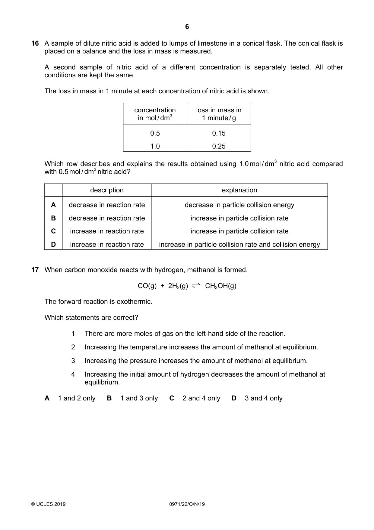 Cambridge IGCSE Chemistry (9-1) 0971 2019 Oct/Nov Paper 2 · Variant 2 question paper, page 6 of 16