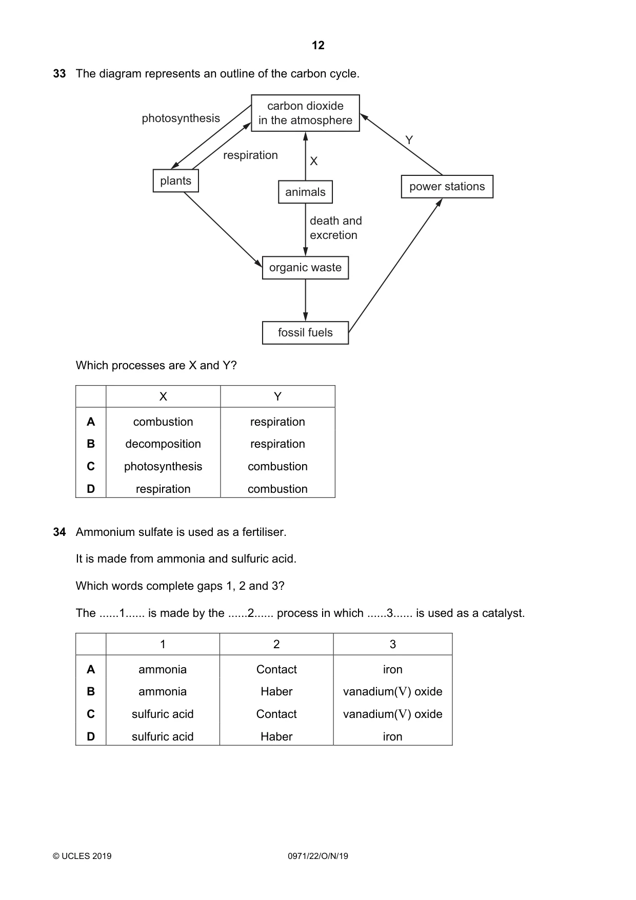 Cambridge IGCSE Chemistry (9-1) 0971 2019 Oct/Nov Paper 2 · Variant 2 question paper, page 12 of 16
