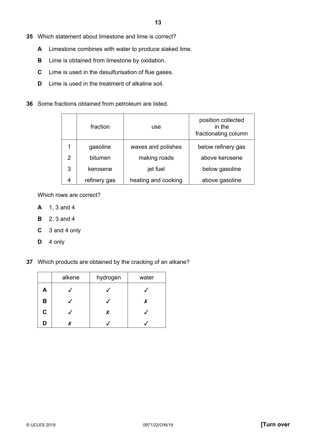 Cambridge IGCSE Chemistry (9-1) 0971 2019 Oct/Nov Paper 2 · Variant 2 question paper, page 13 of 16
