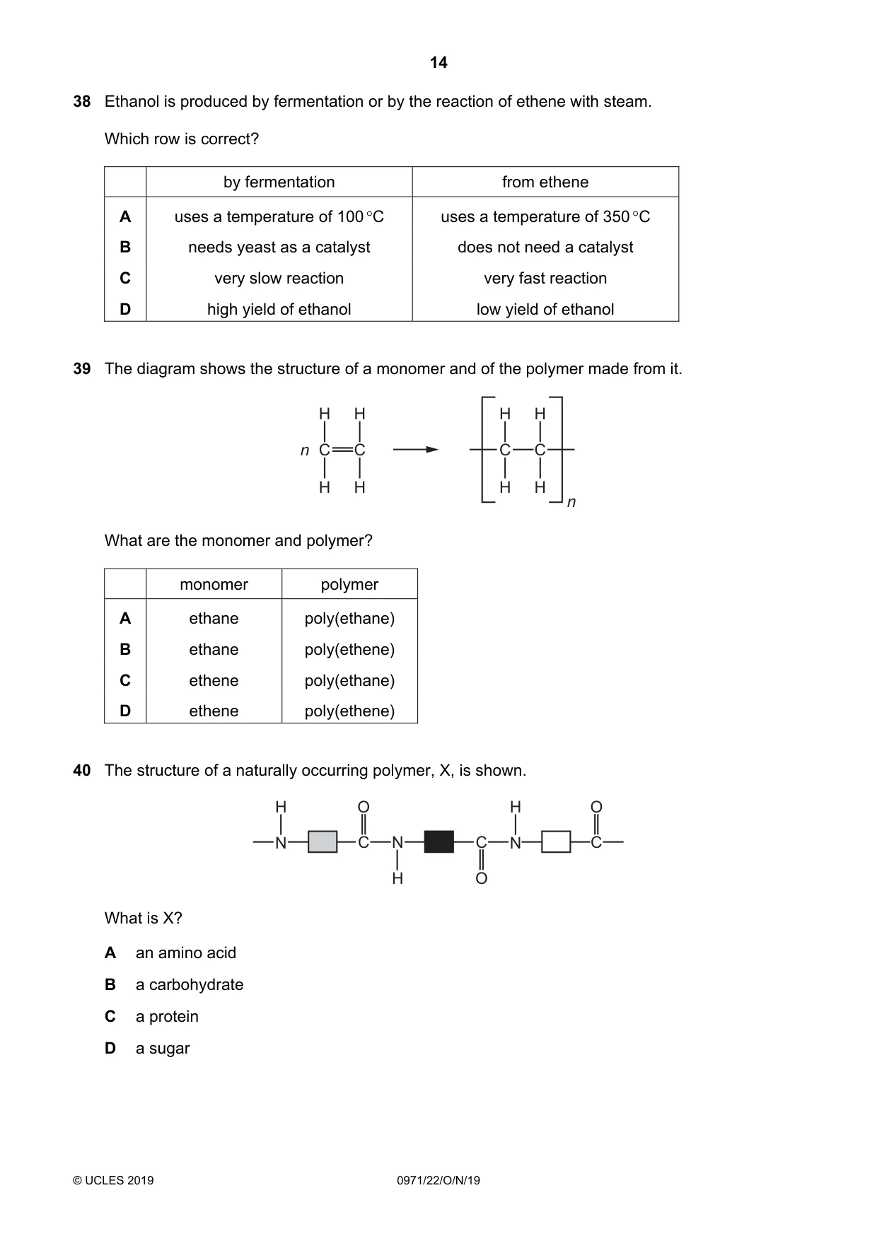 Cambridge IGCSE Chemistry (9-1) 0971 2019 Oct/Nov Paper 2 · Variant 2 question paper, page 14 of 16