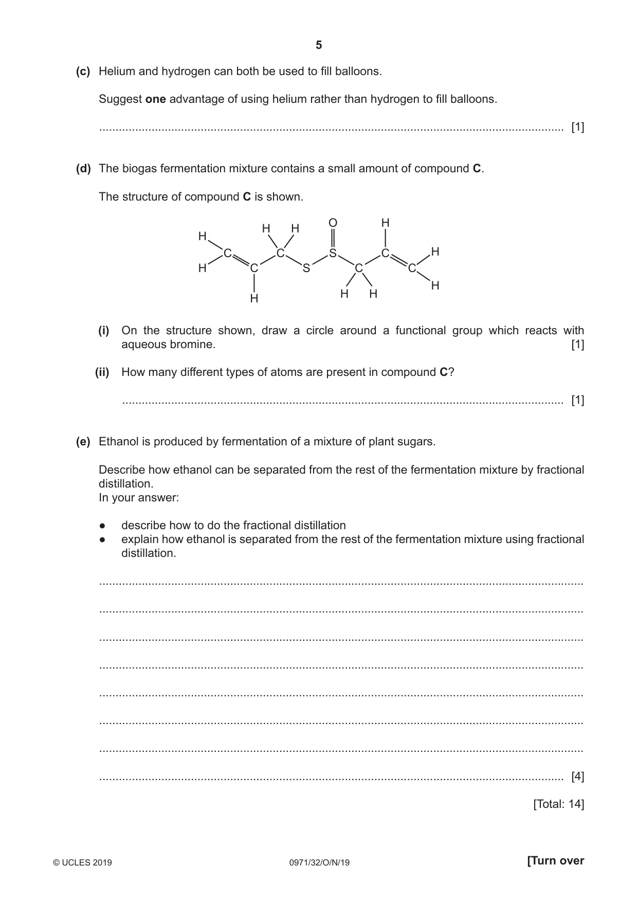 Cambridge IGCSE Chemistry (9-1) 0971 2019 Oct/Nov Paper 3 · Variant 2 question paper, page 5 of 16