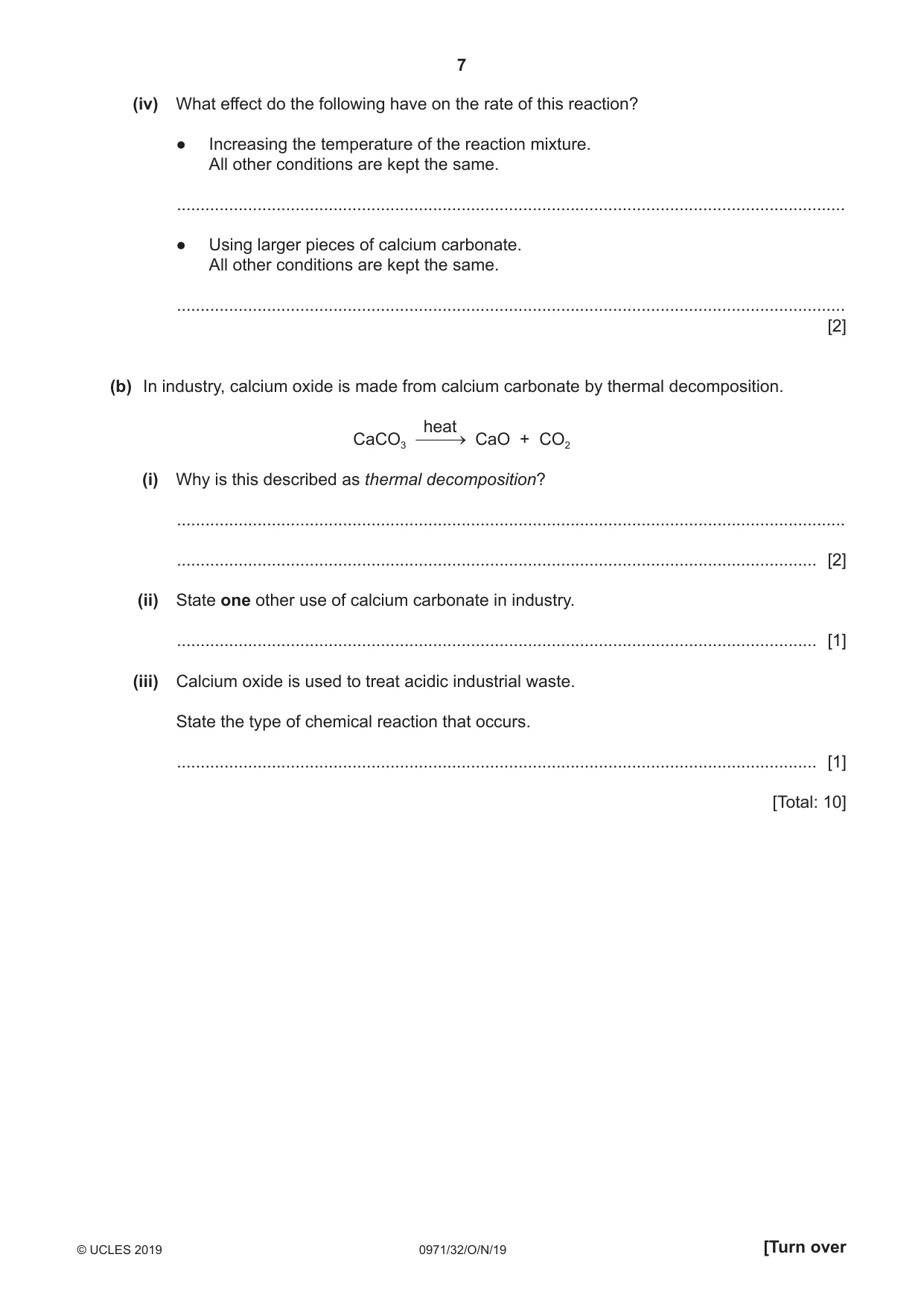 Cambridge IGCSE Chemistry (9-1) 0971 2019 Oct/Nov Paper 3 · Variant 2 question paper, page 7 of 16