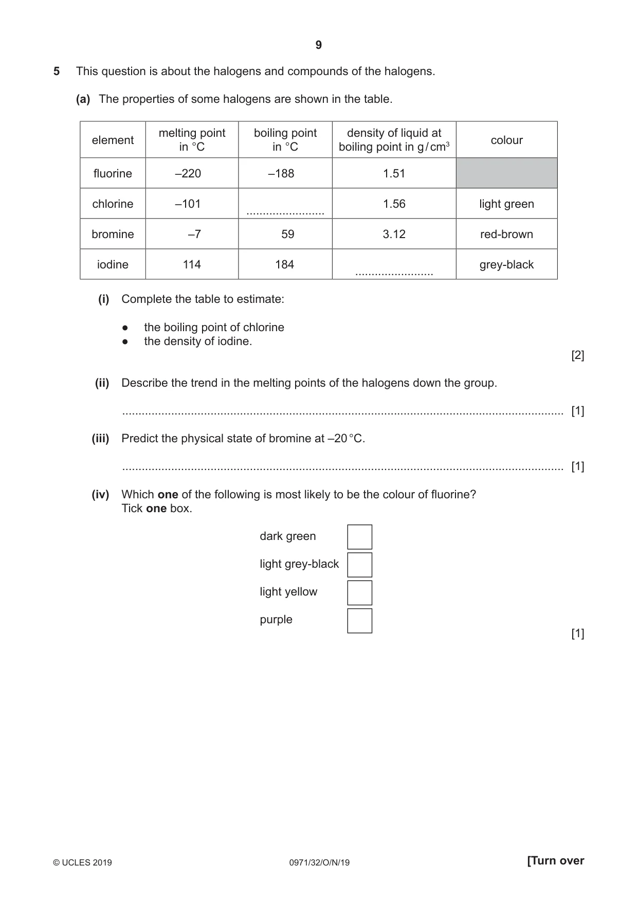 Cambridge IGCSE Chemistry (9-1) 0971 2019 Oct/Nov Paper 3 · Variant 2 question paper, page 9 of 16