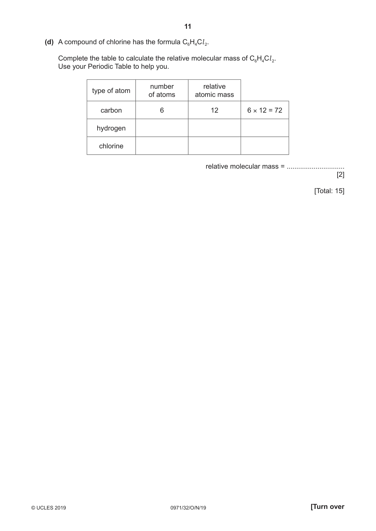 Cambridge IGCSE Chemistry (9-1) 0971 2019 Oct/Nov Paper 3 · Variant 2 question paper, page 11 of 16