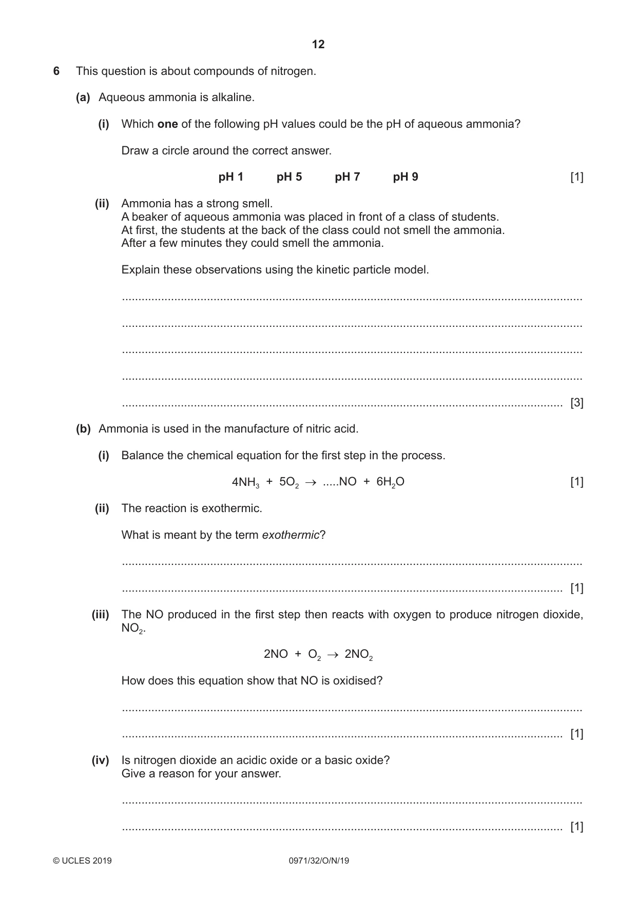 Cambridge IGCSE Chemistry (9-1) 0971 2019 Oct/Nov Paper 3 · Variant 2 question paper, page 12 of 16