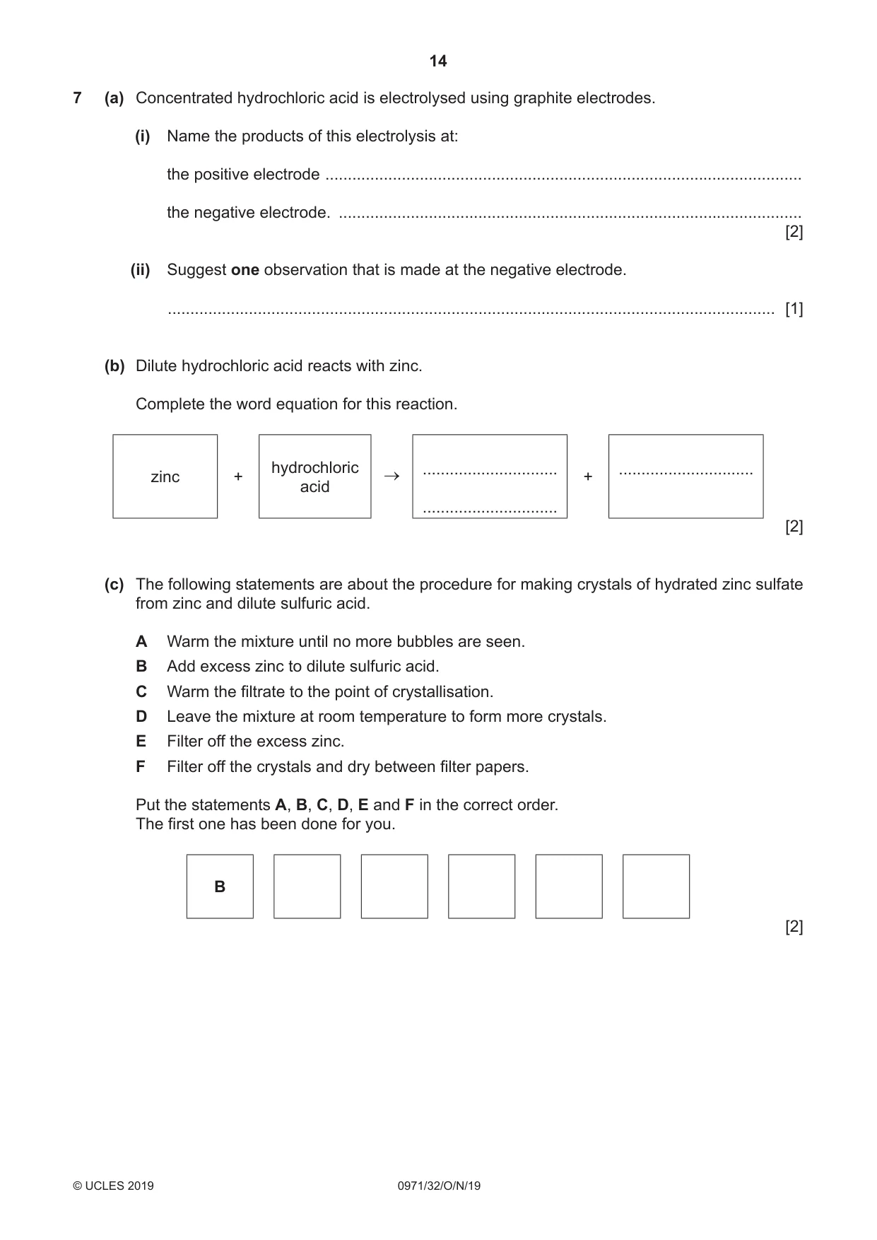 Cambridge IGCSE Chemistry (9-1) 0971 2019 Oct/Nov Paper 3 · Variant 2 question paper, page 14 of 16