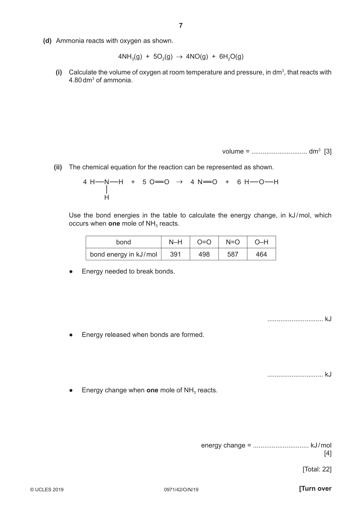 Cambridge IGCSE Chemistry (9-1) 0971 2019 Oct/Nov Paper 4 · Variant 2 question paper, page 7 of 12