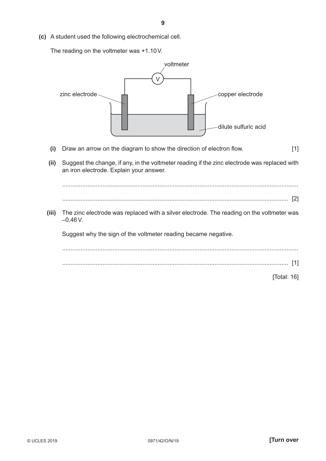 Cambridge IGCSE Chemistry (9-1) 0971 2019 Oct/Nov Paper 4 · Variant 2 question paper, page 9 of 12
