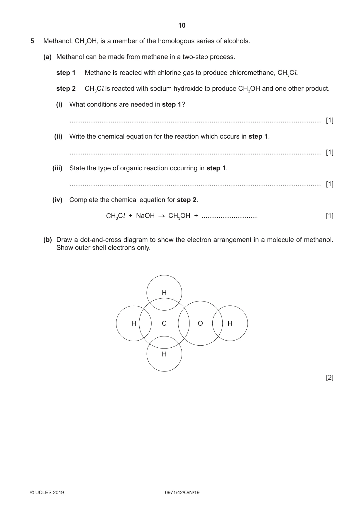 Cambridge IGCSE Chemistry (9-1) 0971 2019 Oct/Nov Paper 4 · Variant 2 question paper, page 10 of 12