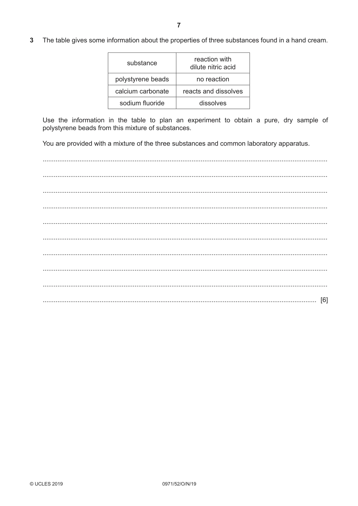 Cambridge IGCSE Chemistry (9-1) 0971 2019 Oct/Nov Paper 5 · Variant 2 question paper, page 7 of 12