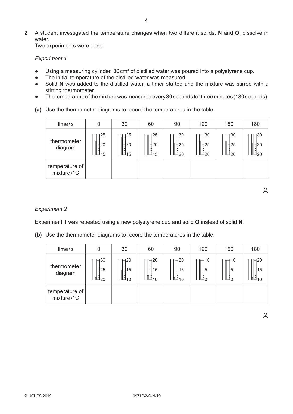 Cambridge IGCSE Chemistry (9-1) 0971 2019 Oct/Nov Paper 6 · Variant 2 question paper, page 4 of 12
