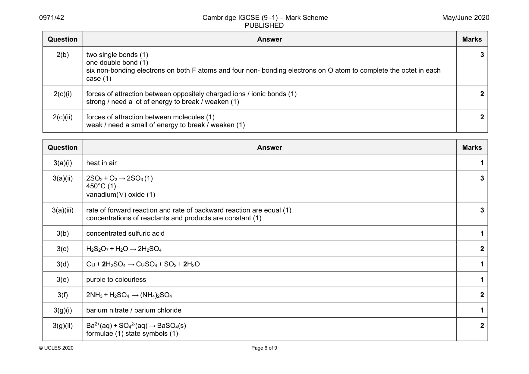 Mark scheme, page 6 of 9