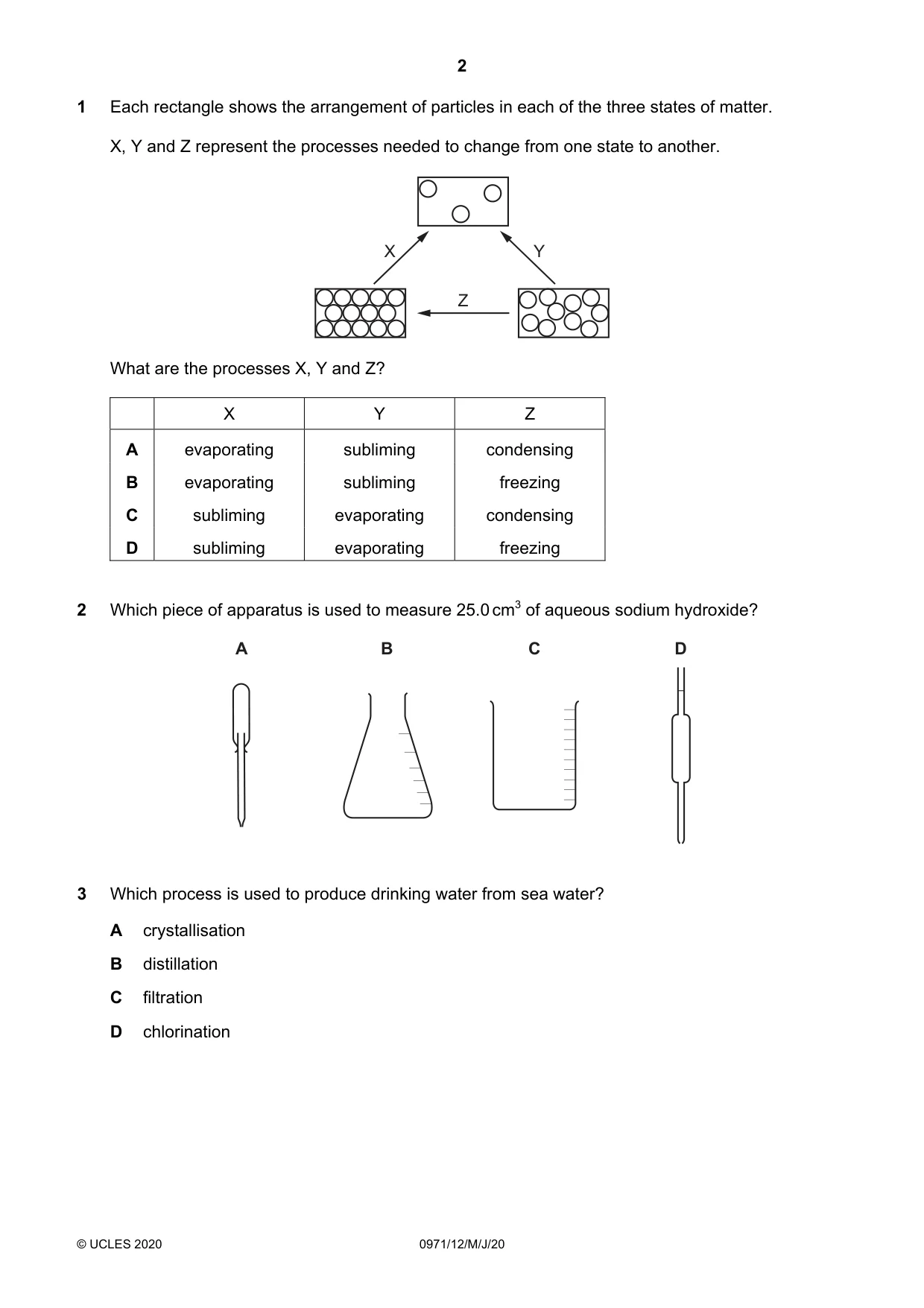 Cambridge IGCSE Chemistry (9-1) 0971 2020 May/June Paper 1 · Variant 2 question paper, page 2 of 16