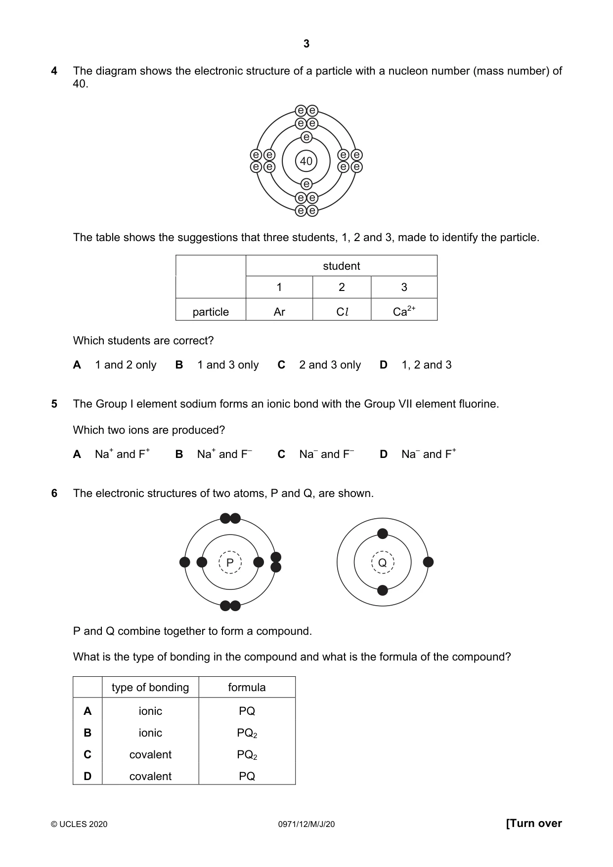 Cambridge IGCSE Chemistry (9-1) 0971 2020 May/June Paper 1 · Variant 2 question paper, page 3 of 16