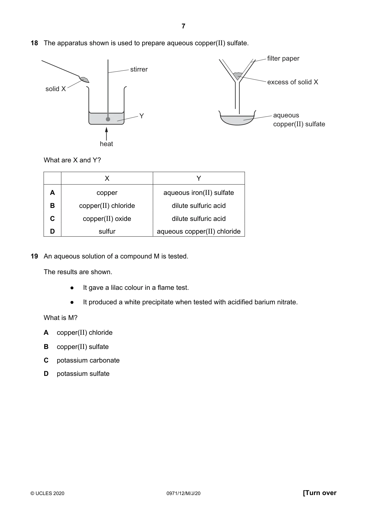 Cambridge IGCSE Chemistry (9-1) 0971 2020 May/June Paper 1 · Variant 2 question paper, page 7 of 16