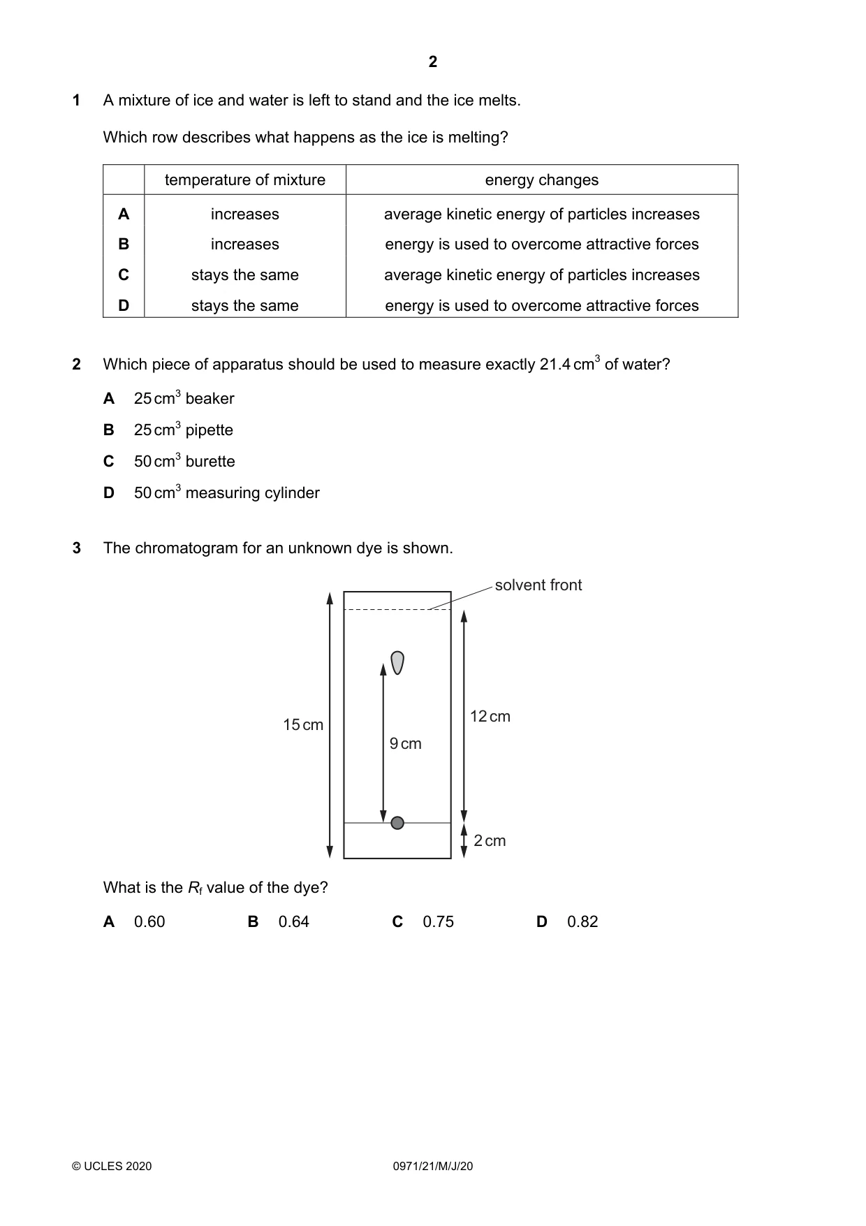 Cambridge IGCSE Chemistry (9-1) 0971 2020 May/June Paper 2 · Variant 1 question paper, page 2 of 16