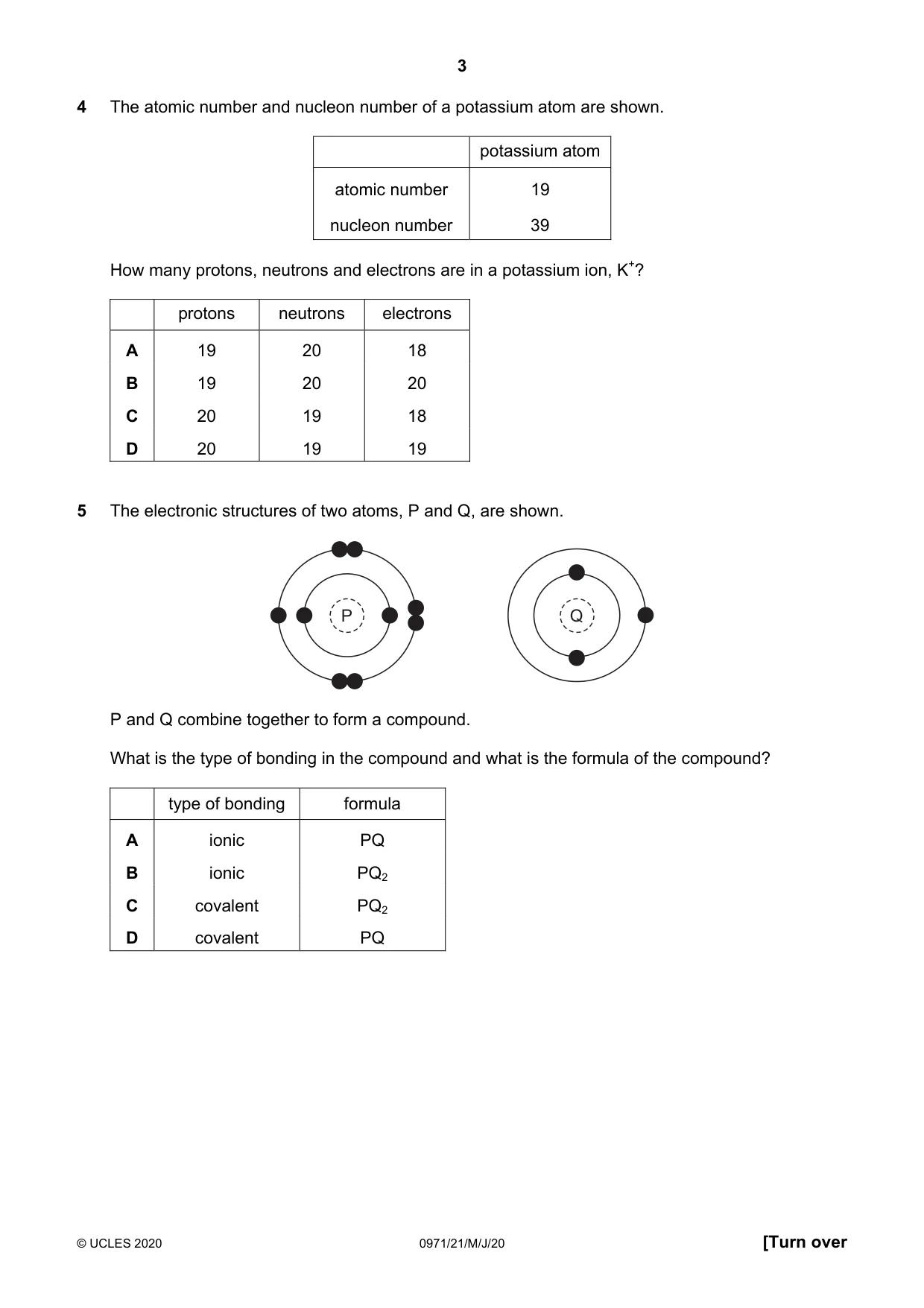 Cambridge IGCSE Chemistry (9-1) 0971 2020 May/June Paper 2 · Variant 1 question paper, page 3 of 16
