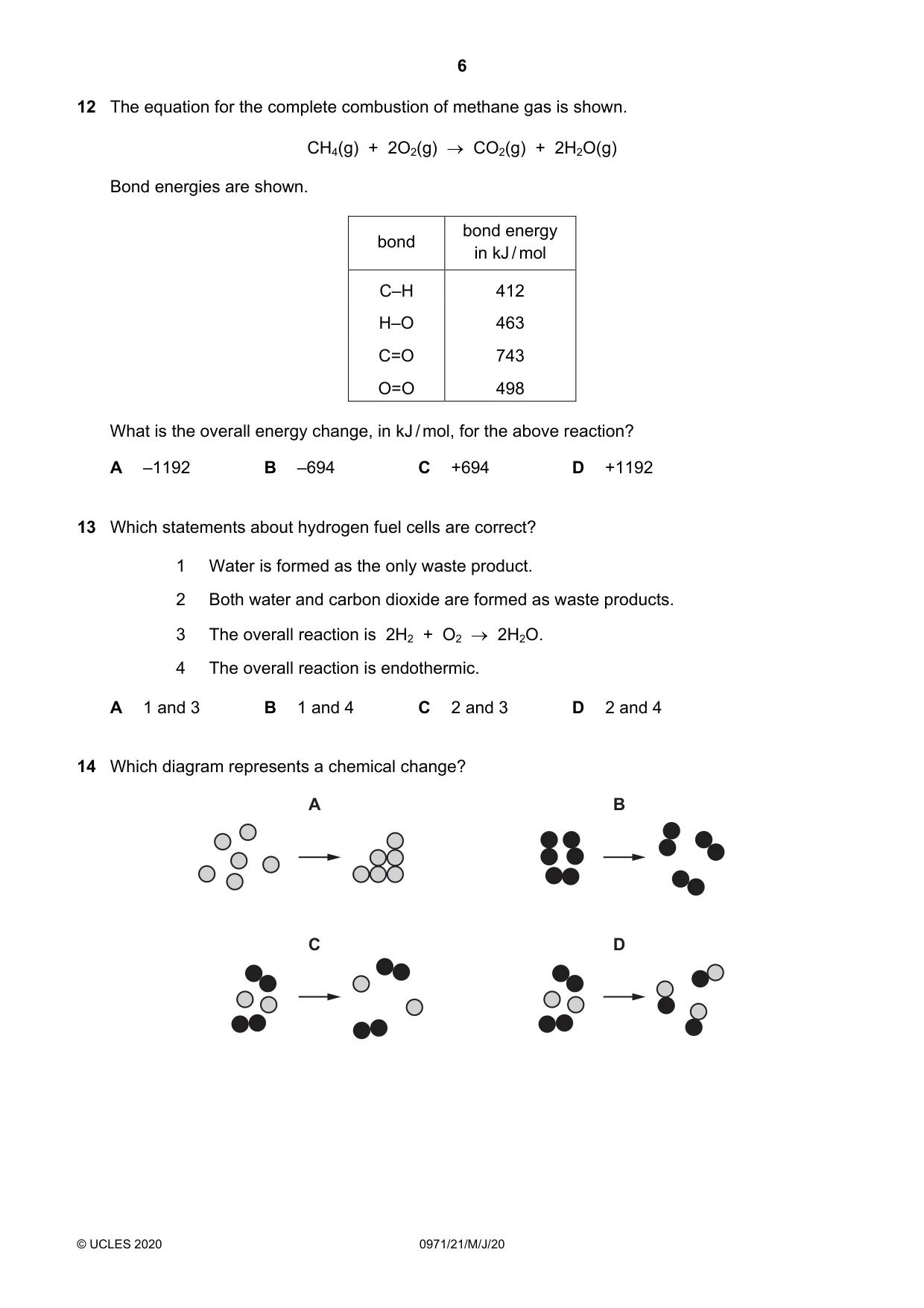 Cambridge IGCSE Chemistry (9-1) 0971 2020 May/June Paper 2 · Variant 1 question paper, page 6 of 16