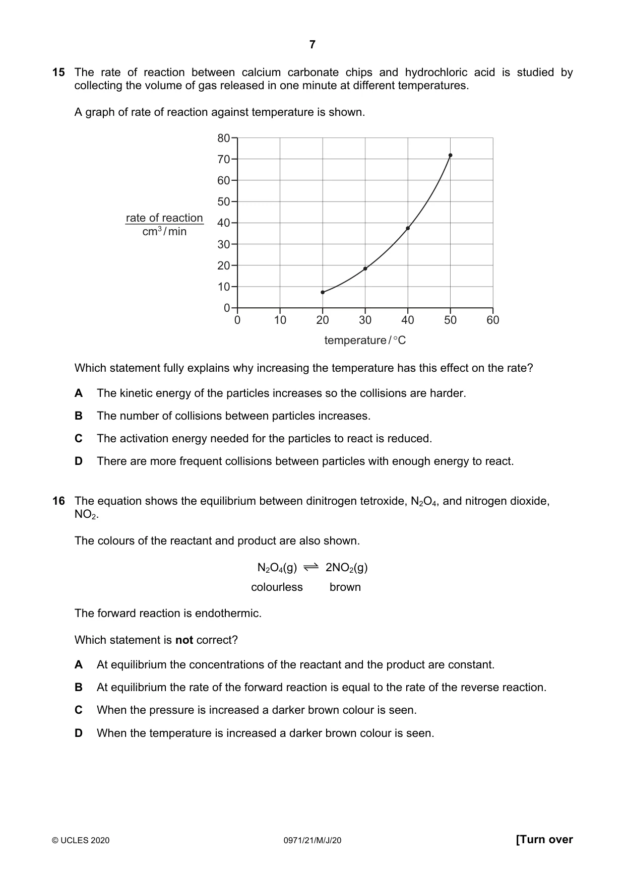Cambridge IGCSE Chemistry (9-1) 0971 2020 May/June Paper 2 · Variant 1 question paper, page 7 of 16