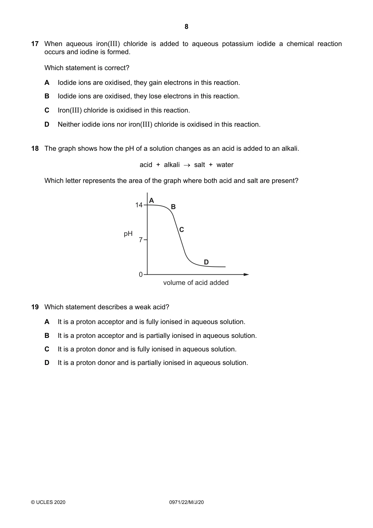 Cambridge IGCSE Chemistry (9-1) 0971 2020 May/June Paper 2 · Variant 2 question paper, page 8 of 16