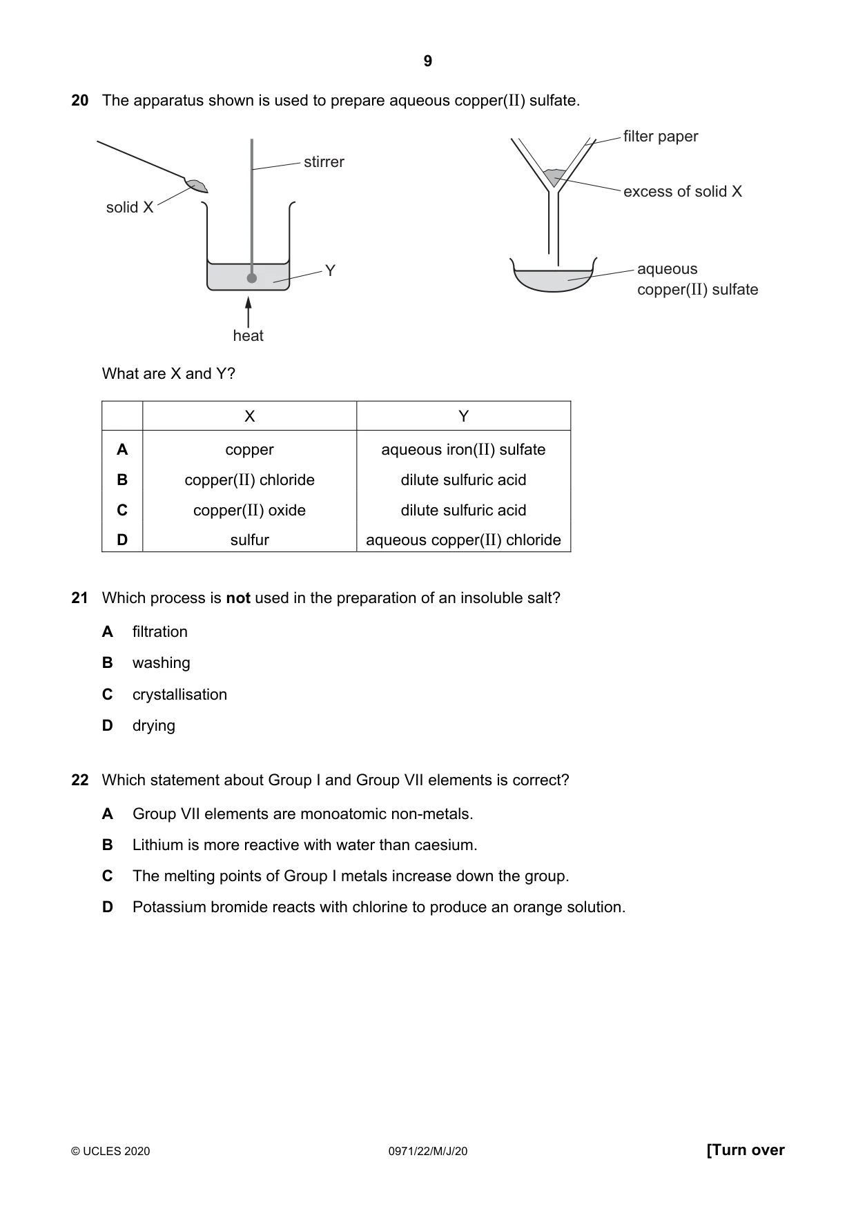 Cambridge IGCSE Chemistry (9-1) 0971 2020 May/June Paper 2 · Variant 2 question paper, page 9 of 16