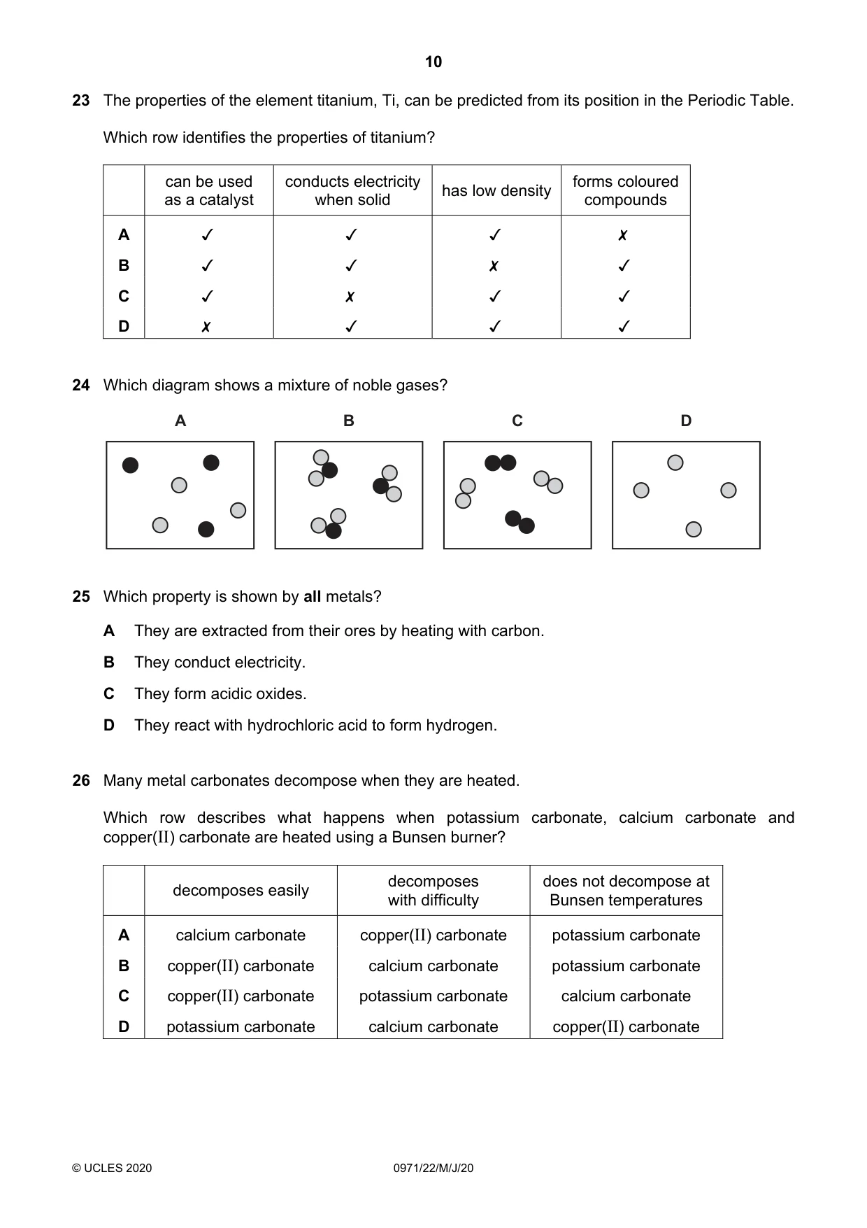 Cambridge IGCSE Chemistry (9-1) 0971 2020 May/June Paper 2 · Variant 2 question paper, page 10 of 16
