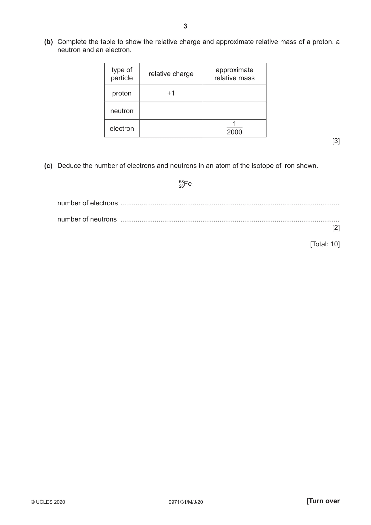 Cambridge IGCSE Chemistry (9-1) 0971 2020 May/June Paper 3 · Variant 1 question paper, page 3 of 20