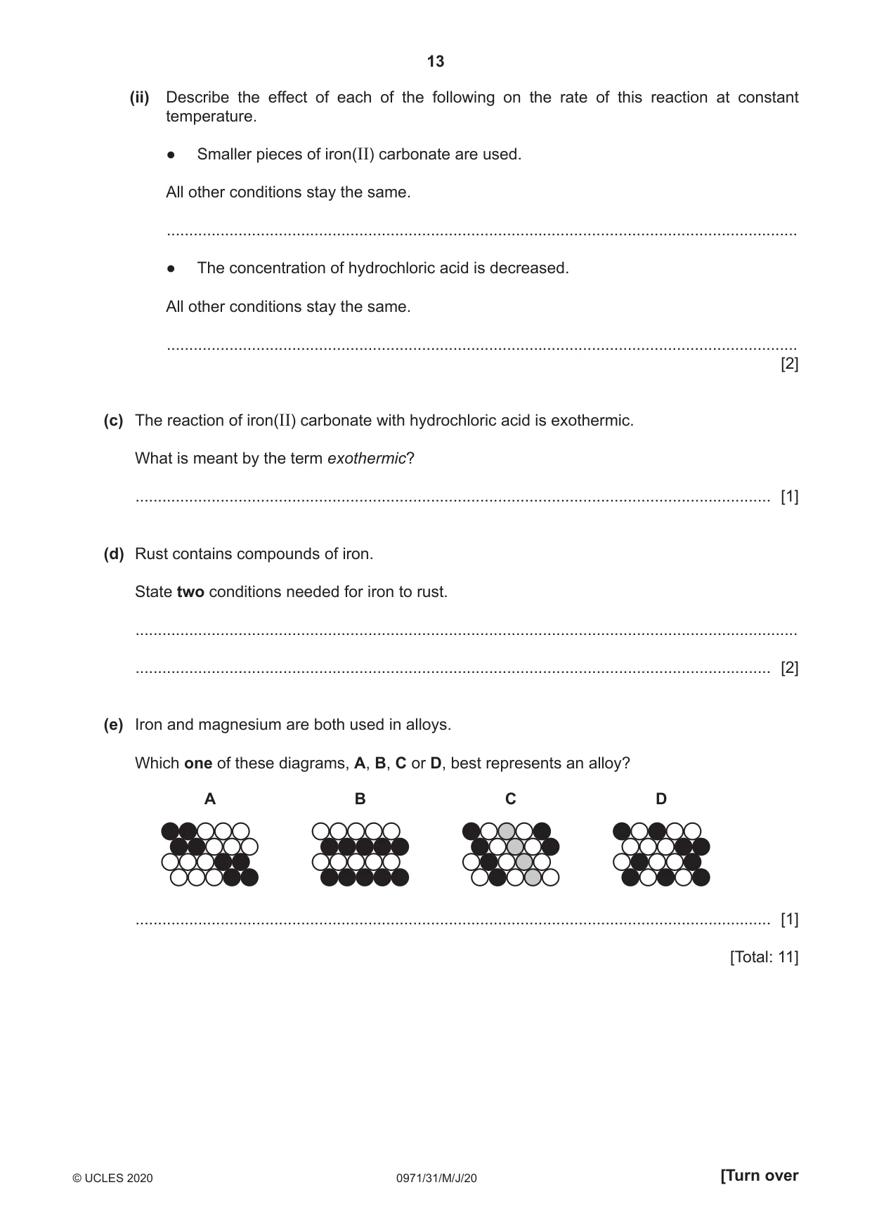 Cambridge IGCSE Chemistry (9-1) 0971 2020 May/June Paper 3 · Variant 1 question paper, page 13 of 20
