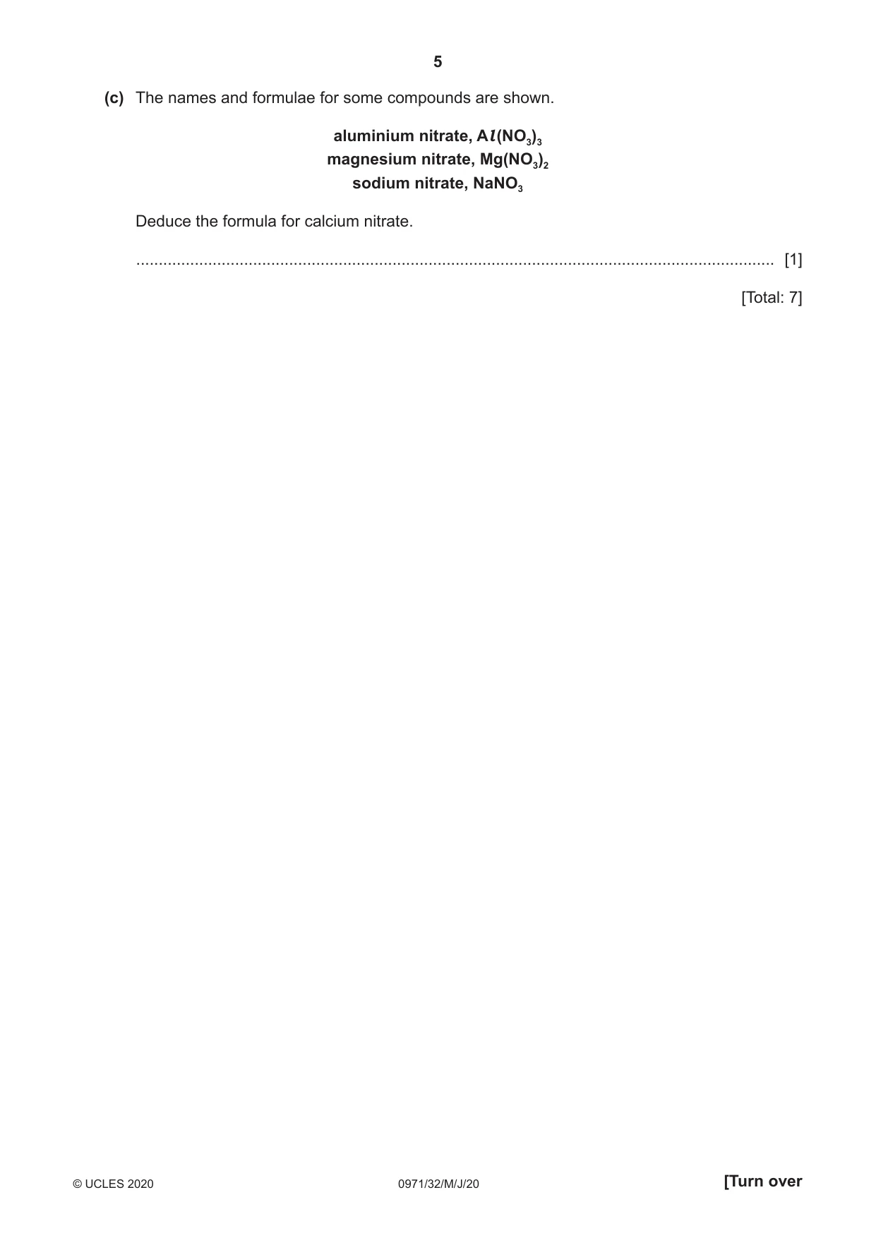 Cambridge IGCSE Chemistry (9-1) 0971 2020 May/June Paper 3 · Variant 2 question paper, page 5 of 20