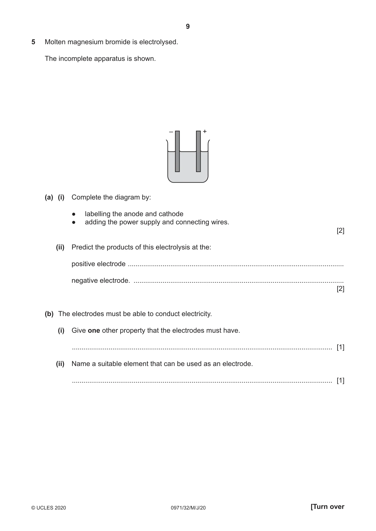 Cambridge IGCSE Chemistry (9-1) 0971 2020 May/June Paper 3 · Variant 2 question paper, page 9 of 20