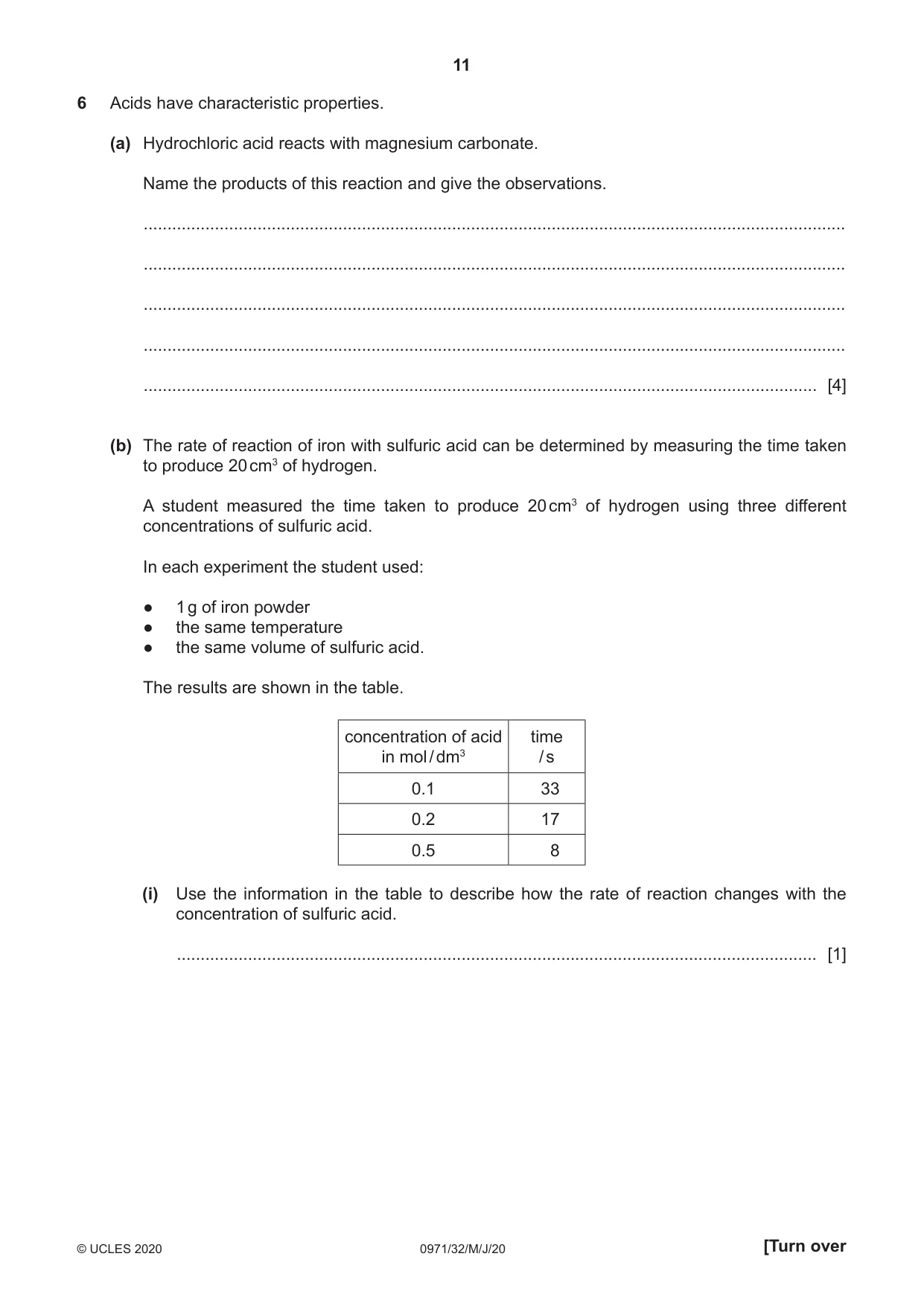 Cambridge IGCSE Chemistry (9-1) 0971 2020 May/June Paper 3 · Variant 2 question paper, page 11 of 20