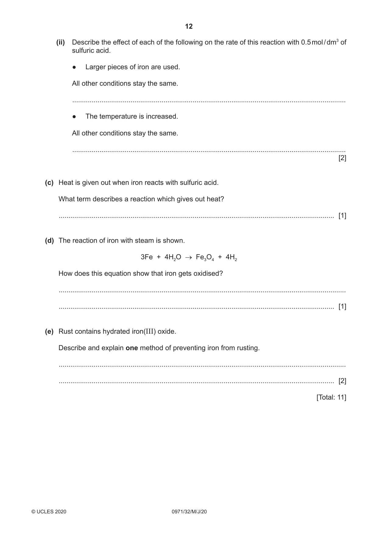 Cambridge IGCSE Chemistry (9-1) 0971 2020 May/June Paper 3 · Variant 2 question paper, page 12 of 20