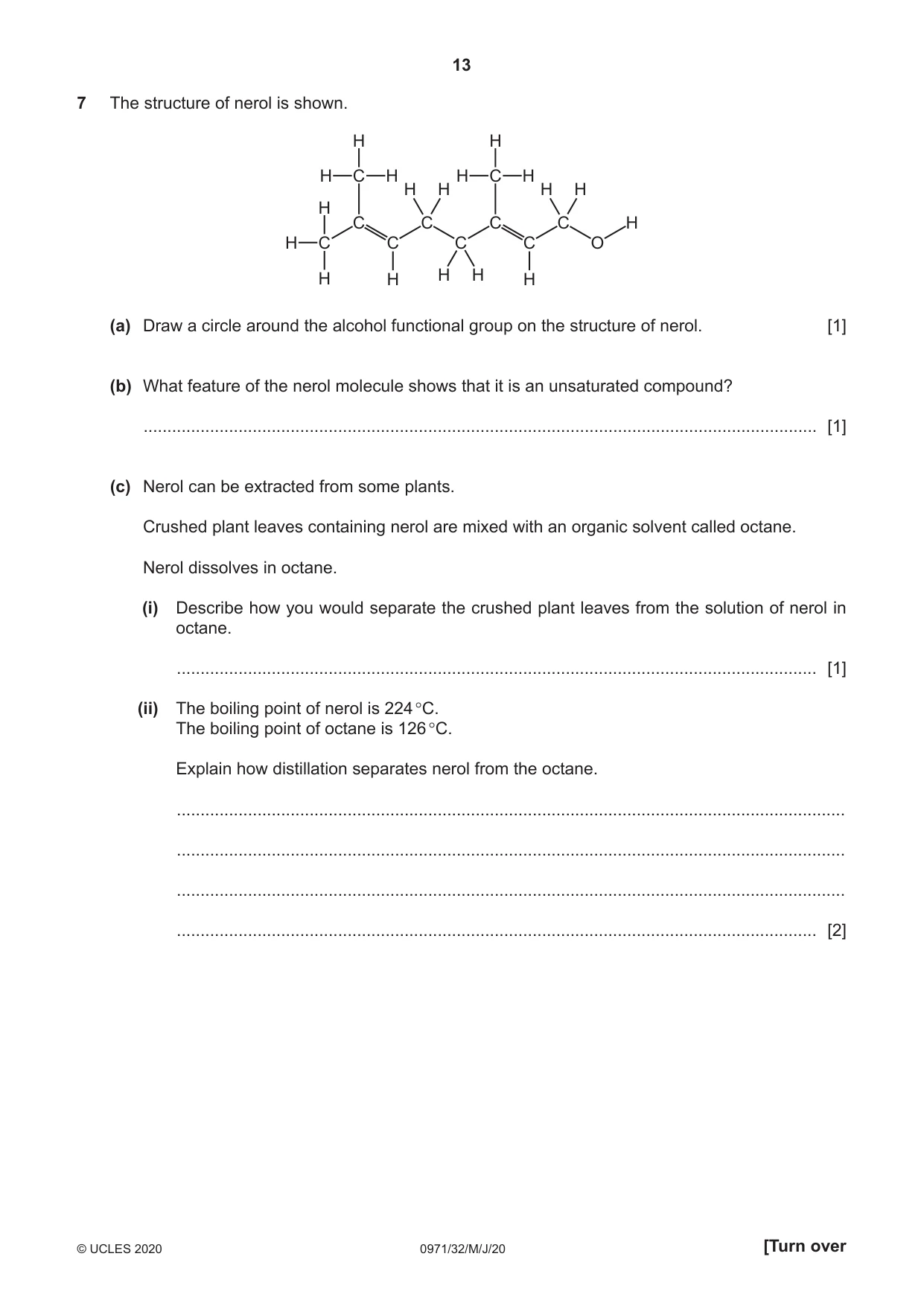 Cambridge IGCSE Chemistry (9-1) 0971 2020 May/June Paper 3 · Variant 2 question paper, page 13 of 20