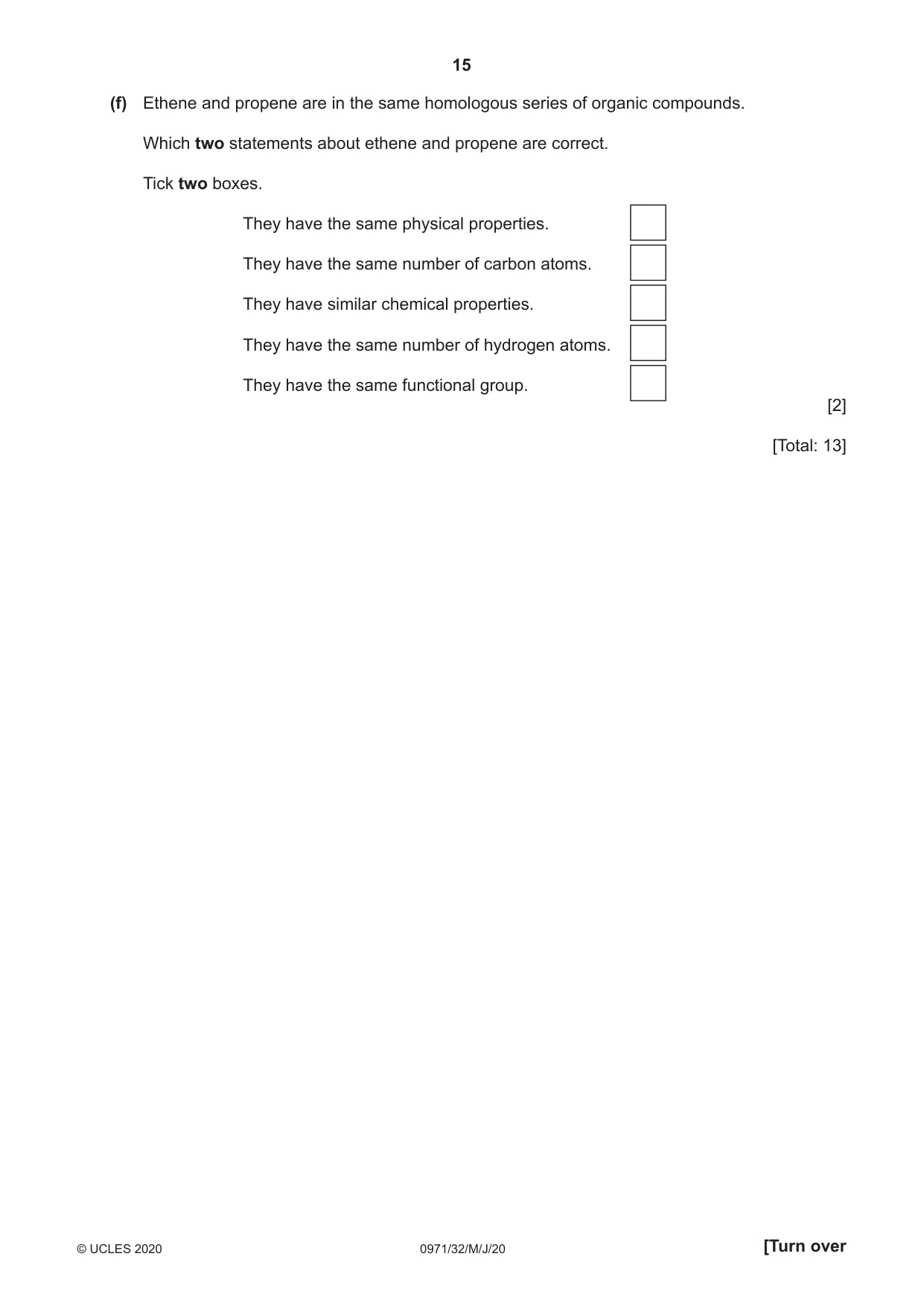 Cambridge IGCSE Chemistry (9-1) 0971 2020 May/June Paper 3 · Variant 2 question paper, page 15 of 20