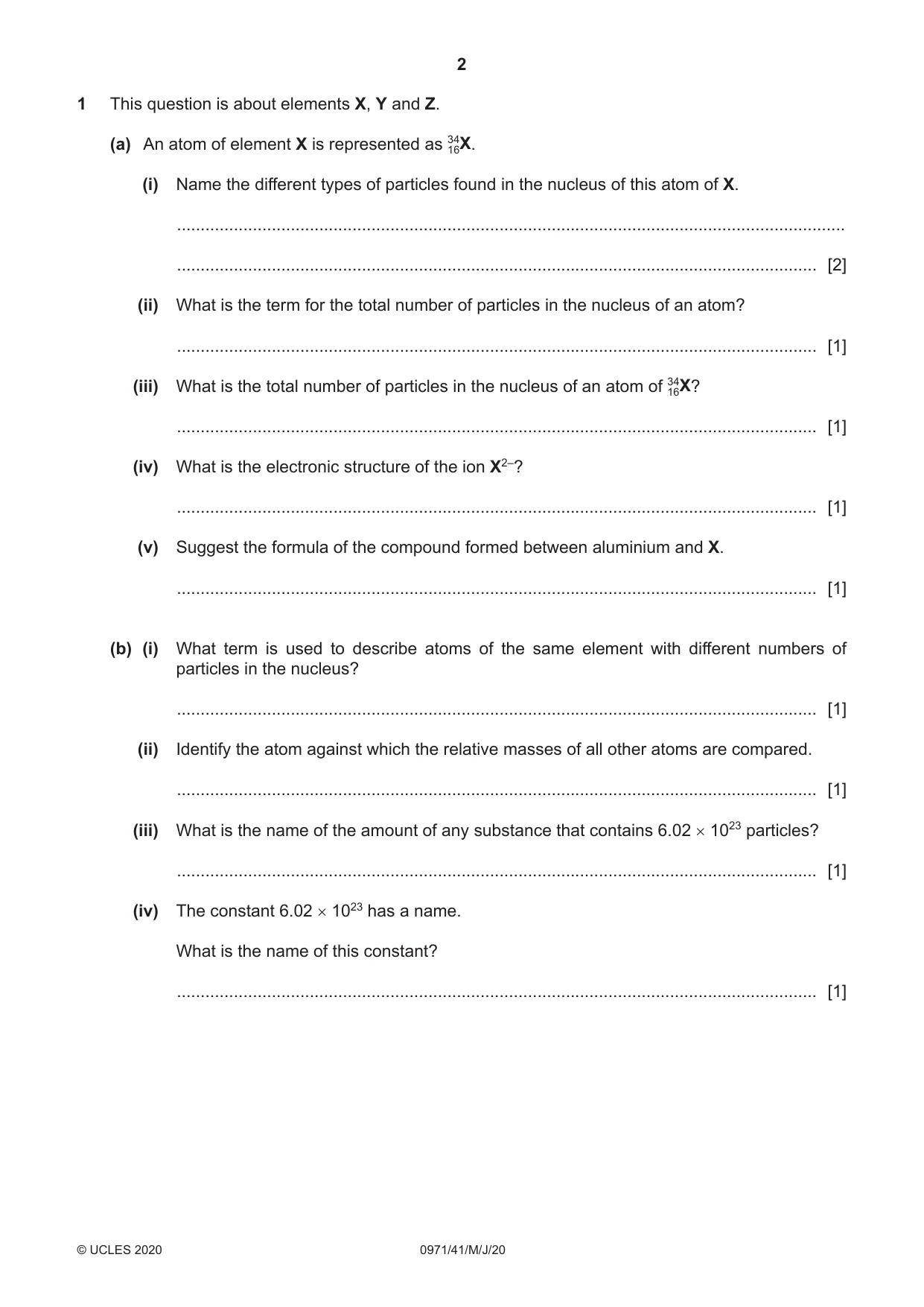 Cambridge IGCSE Chemistry (9-1) 0971 2020 May/June Paper 4 · Variant 1 question paper, page 2 of 12